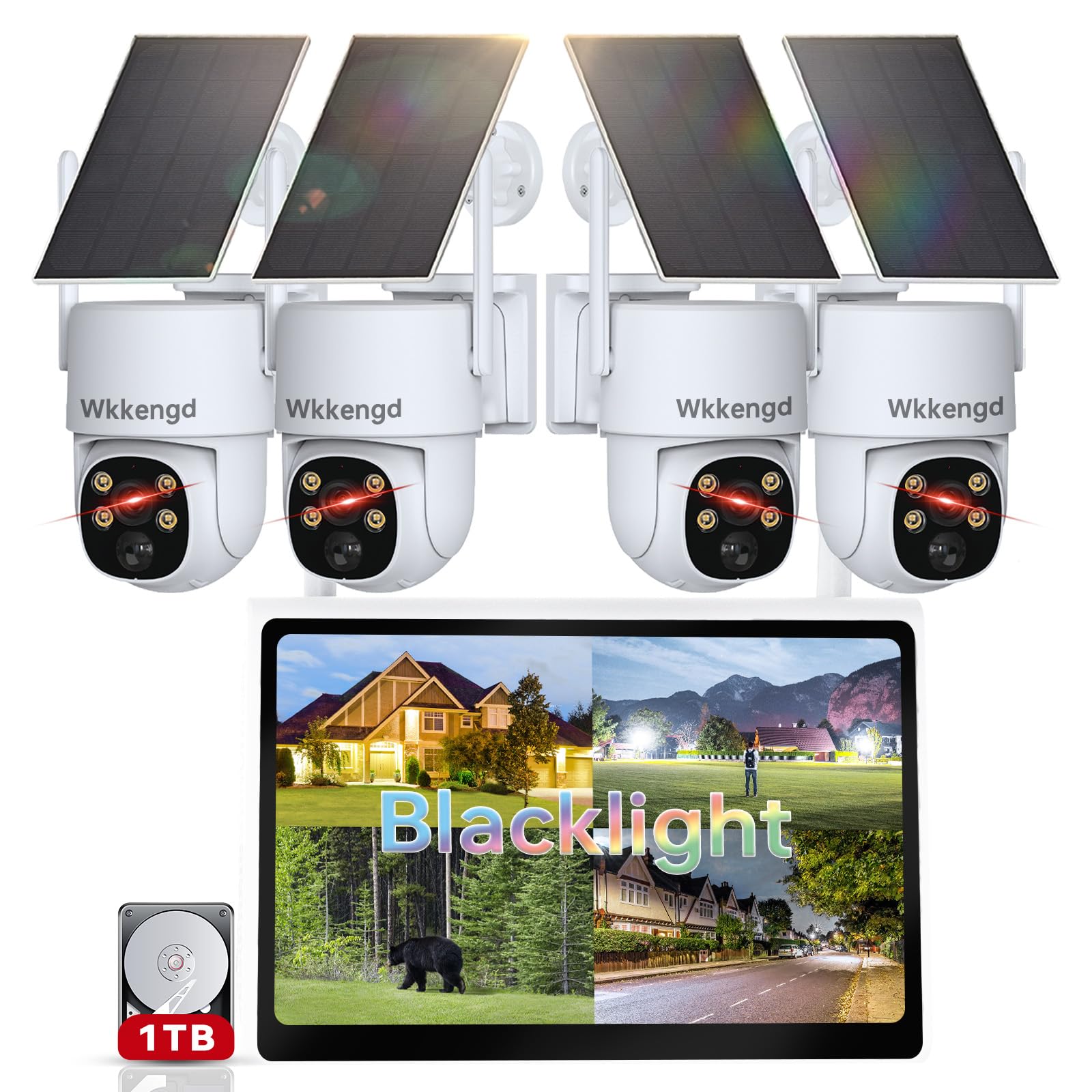 2K Solar Security Wireless Camera System with 10