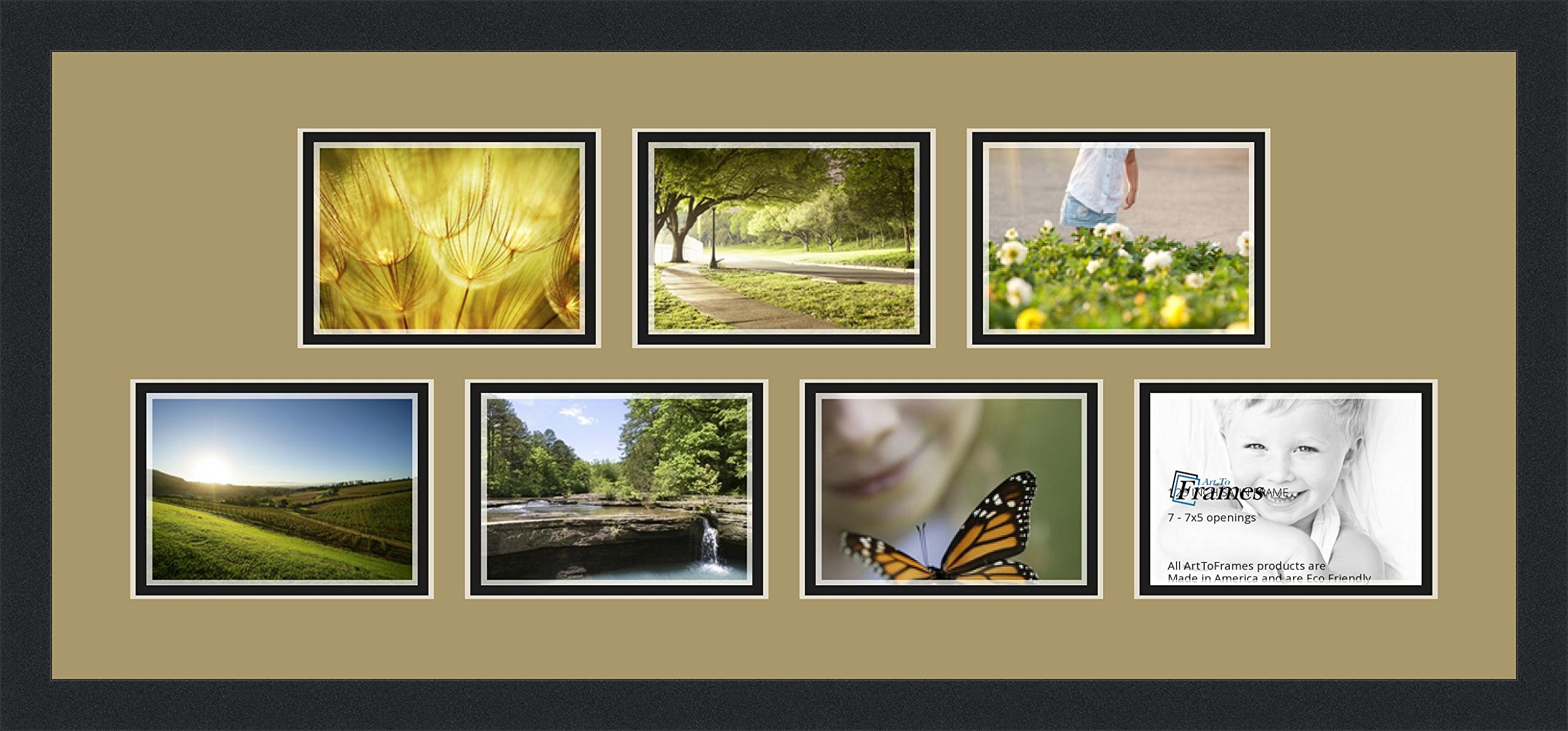 Art to Frames 35x15 Inch Picture Frame - 1.25 Inch Wide Satin Black Double Mat Opening for 11x14 & 8x10 Photos - Perfect for Wall Decor, Home Office, Gallery Displays