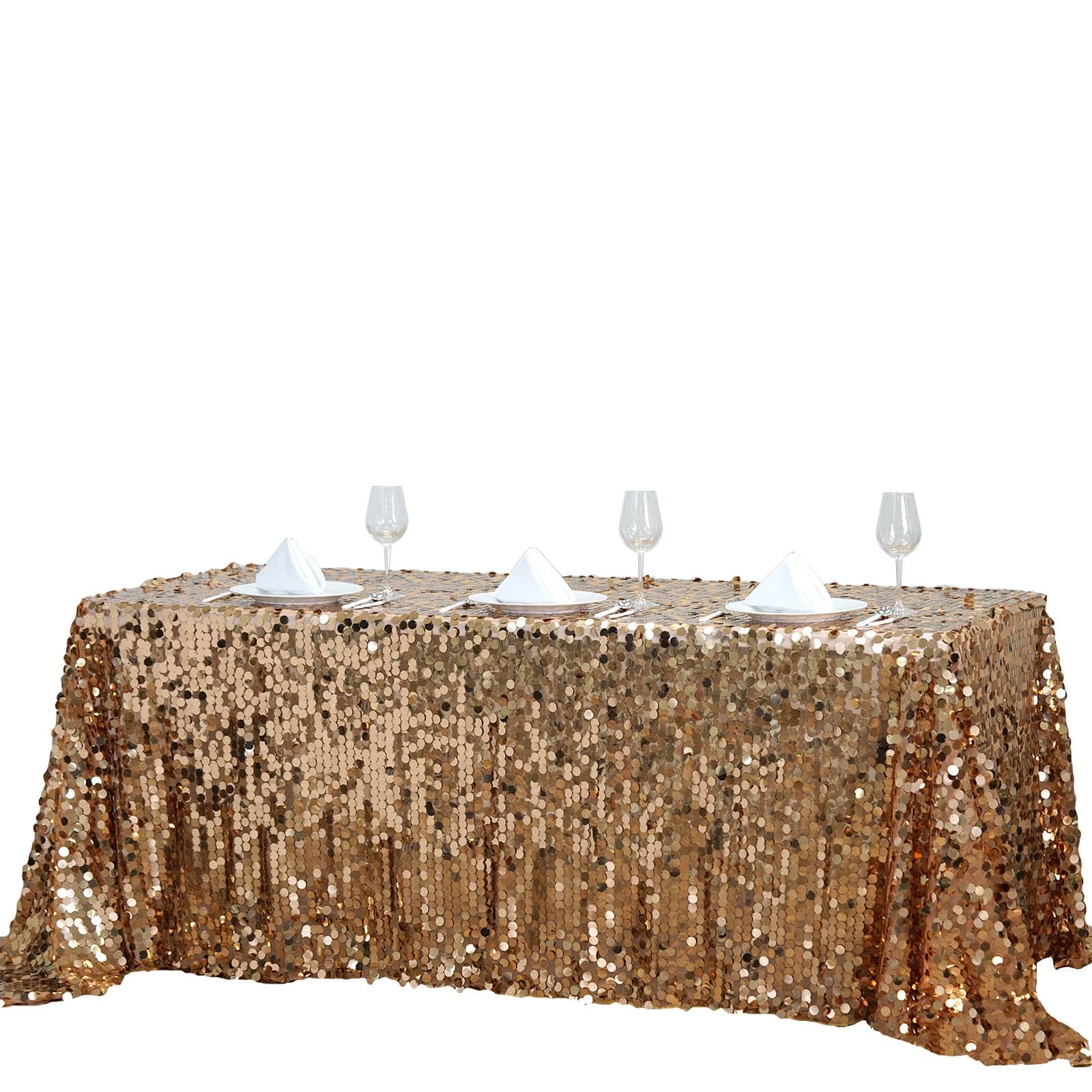 90x132 Inch Large Payette Sequin Rectangular Tablecloth - Glamorous Dining Table Cover for Weddings, Parties & Holiday Decorations