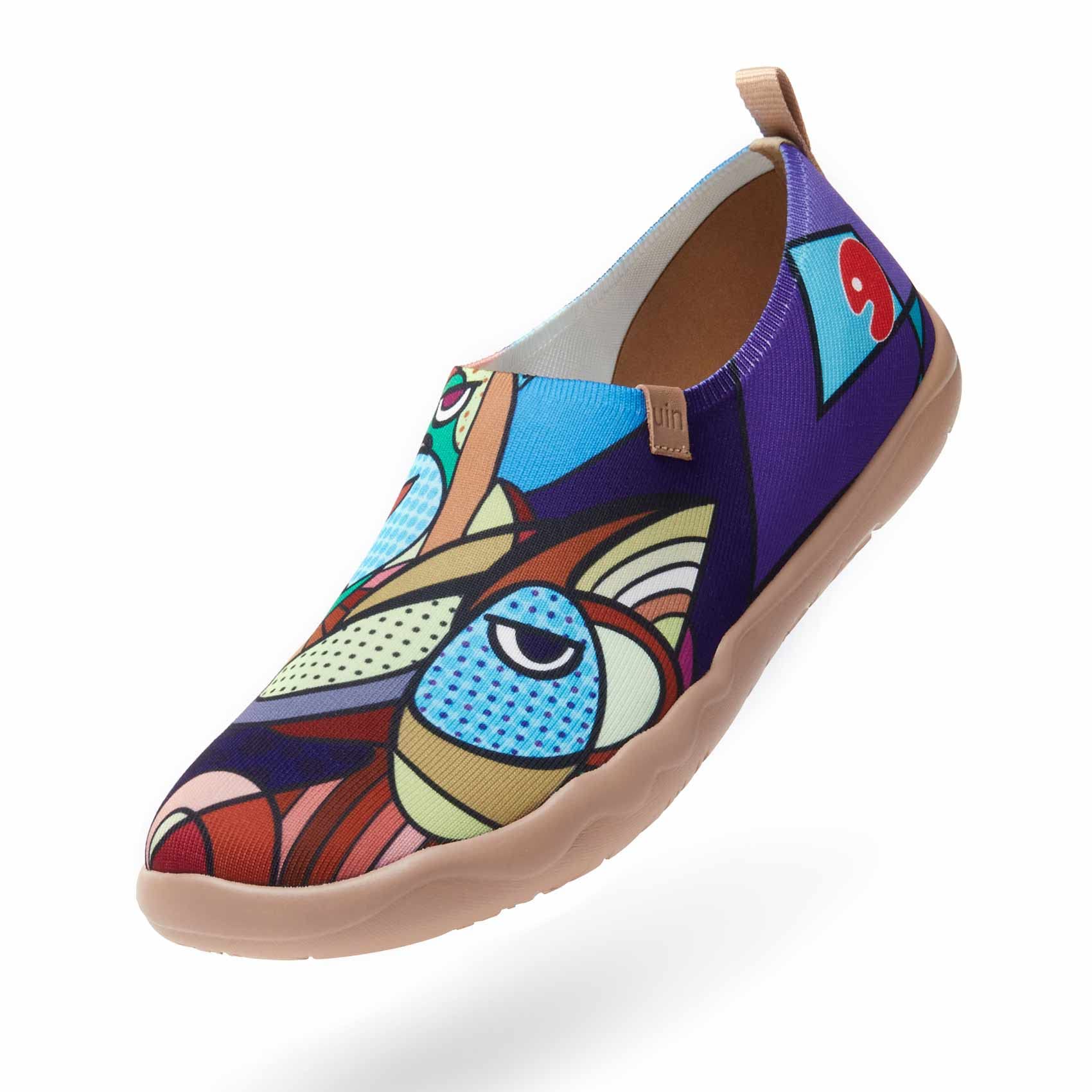 UIN Men's Slip-On Canvas Sneakers - Lightweight Comfortable Walking Shoes with Artistic Paint Design | Perfect for Casual Wear, Travel & Everyday Use