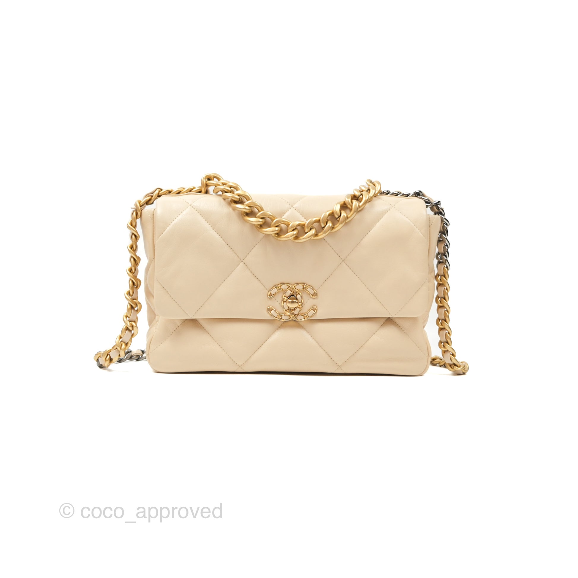 Chanel 19 Medium Flap Bag in Beige with Mixed Hardware - Luxury Designer Handbag for Women, Perfect for Work, Evening Events & Everyday Use