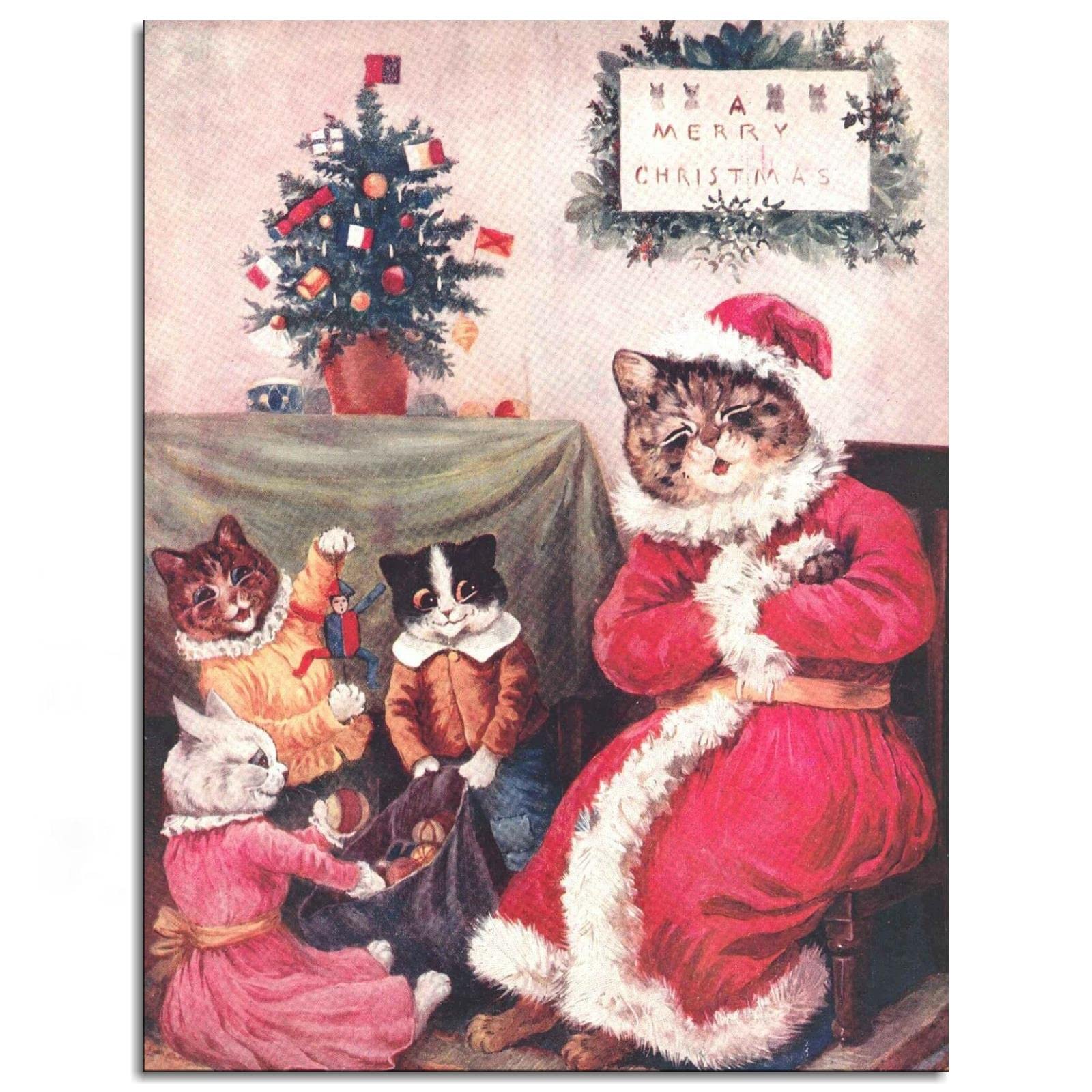 Louis Wain Cat Canvas Prints - 10''x8'' Unframed Wall Art for Home, Office, Bedroom & Hotel Decor - Perfect for Christmas Gifts & Gallery Corridor Decoration