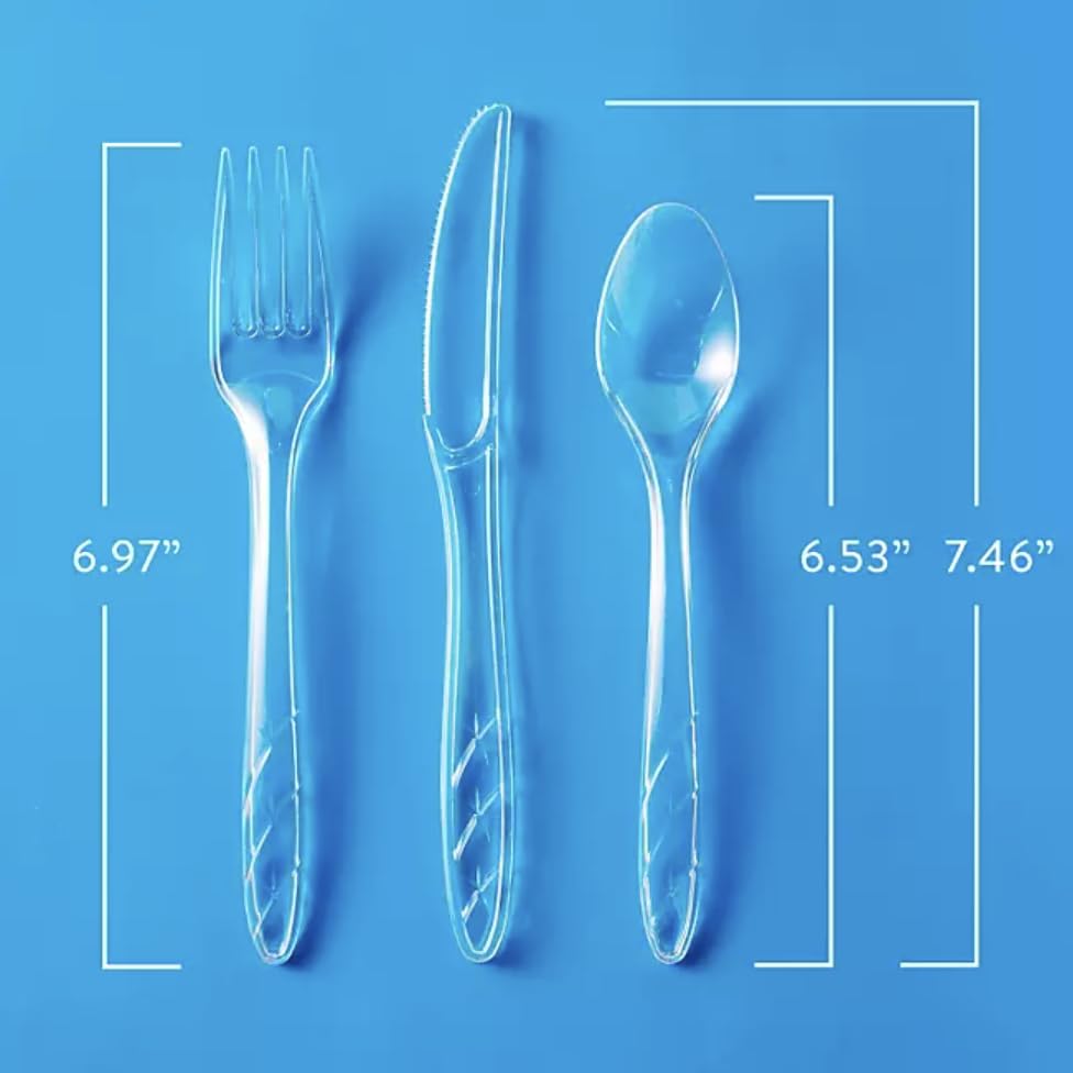Premium Clear Plastic Cutlery Set - 360-Piece Combo Pack (120 Forks, 120 Spoons, 120 Knives) | Disposable Utensils for Parties, Catering, Picnics & Office Use | BPA-Free Durable Dinnerware for Home, Restaurants & Outdoor Events