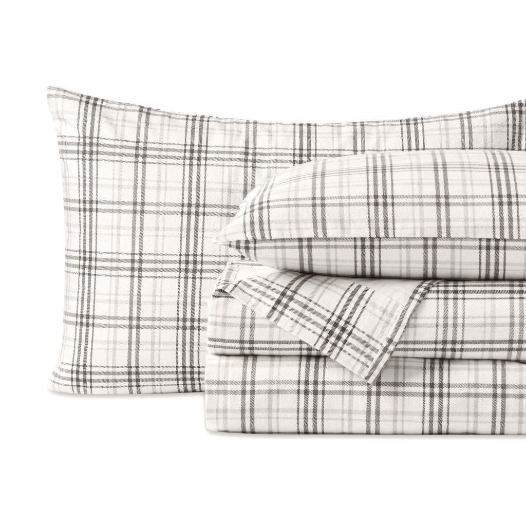 Soft Plaid Flannel Cotton Bed Sheet Set - Classic Farmhouse Style with Deep Pockets - Perfect for Cozy Winter Nights & Rustic Home Decor