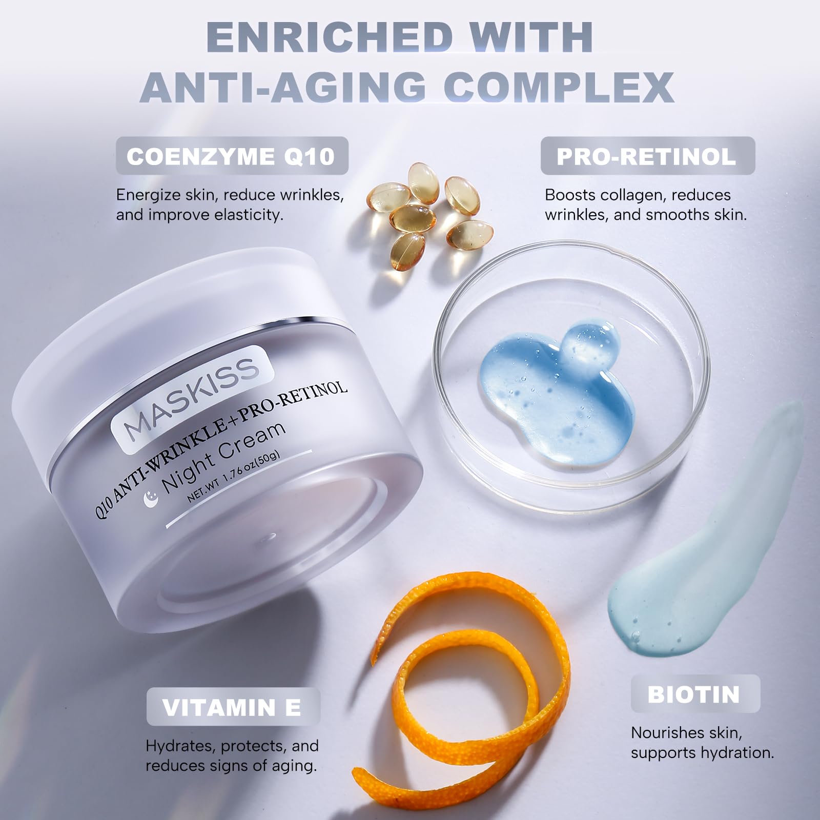 Q10 Anti-Wrinkle Night Cream with Pro-Retinol - Unscented Anti-Aging Face Moisturizer for Sensitive Skin - Firming Face and Neck Cream - 1.76 Oz Jar - Perfect for Nighttime Skincare Routine & Reducing Fine Lines