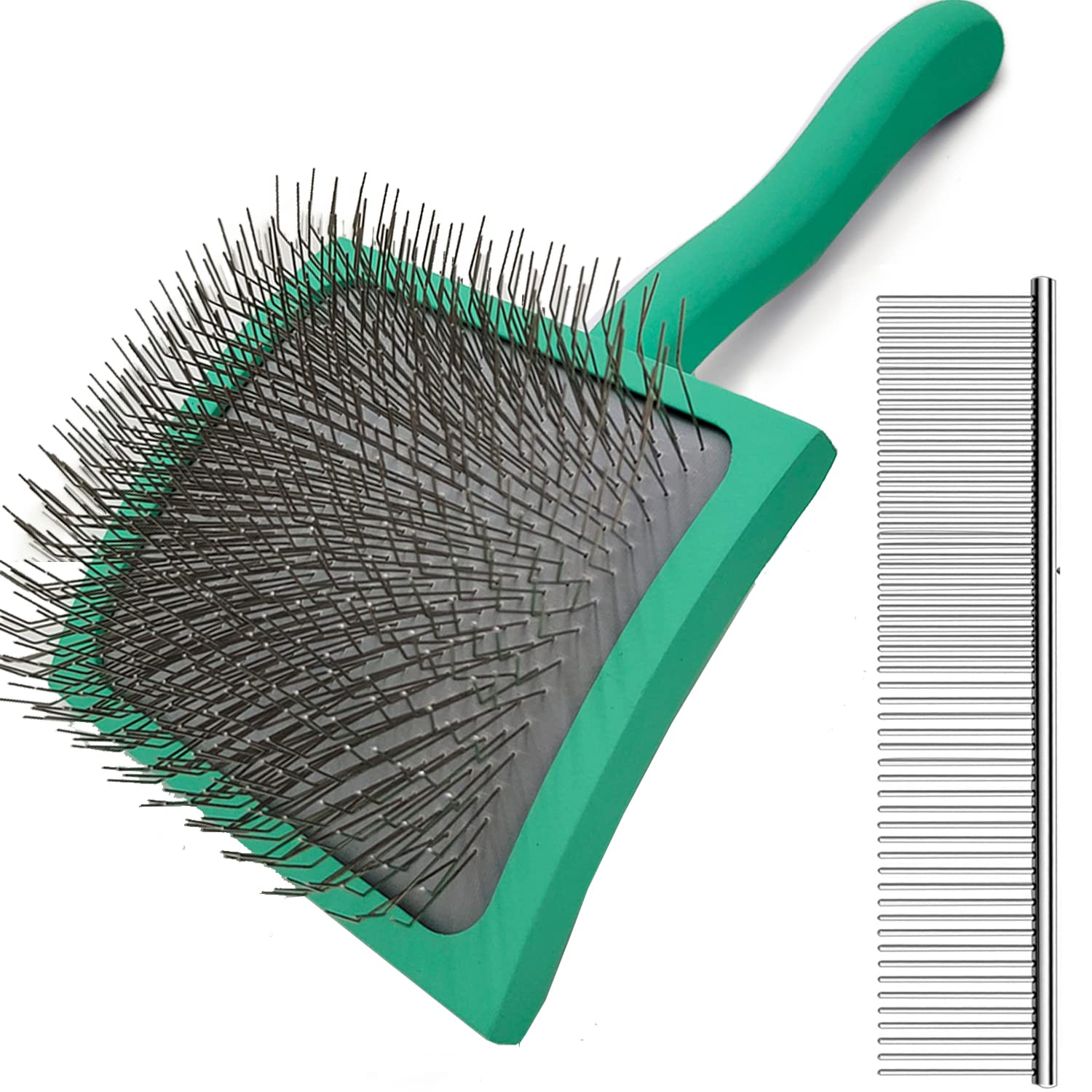Premium Dog Slicker Brush & Pet Grooming Kit - Ergonomic Solid Wood Handle Brush for Goldendoodles, Poodles & Long Haired Dogs | Professional Deshedding Tool for Medium to Large Breeds | Perfect for Home Grooming & Pet Salon Use