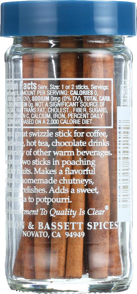 Organic Cinnamon Sticks by Morton & Bassett - 1.1 Oz Glass Jar (Pack of 3) | Premium Ceylon Cinnamon for Baking, Tea, Mulled Wine & Holiday Recipes | Perfect for Apple Pie, Chai Latte & Fall Cooking