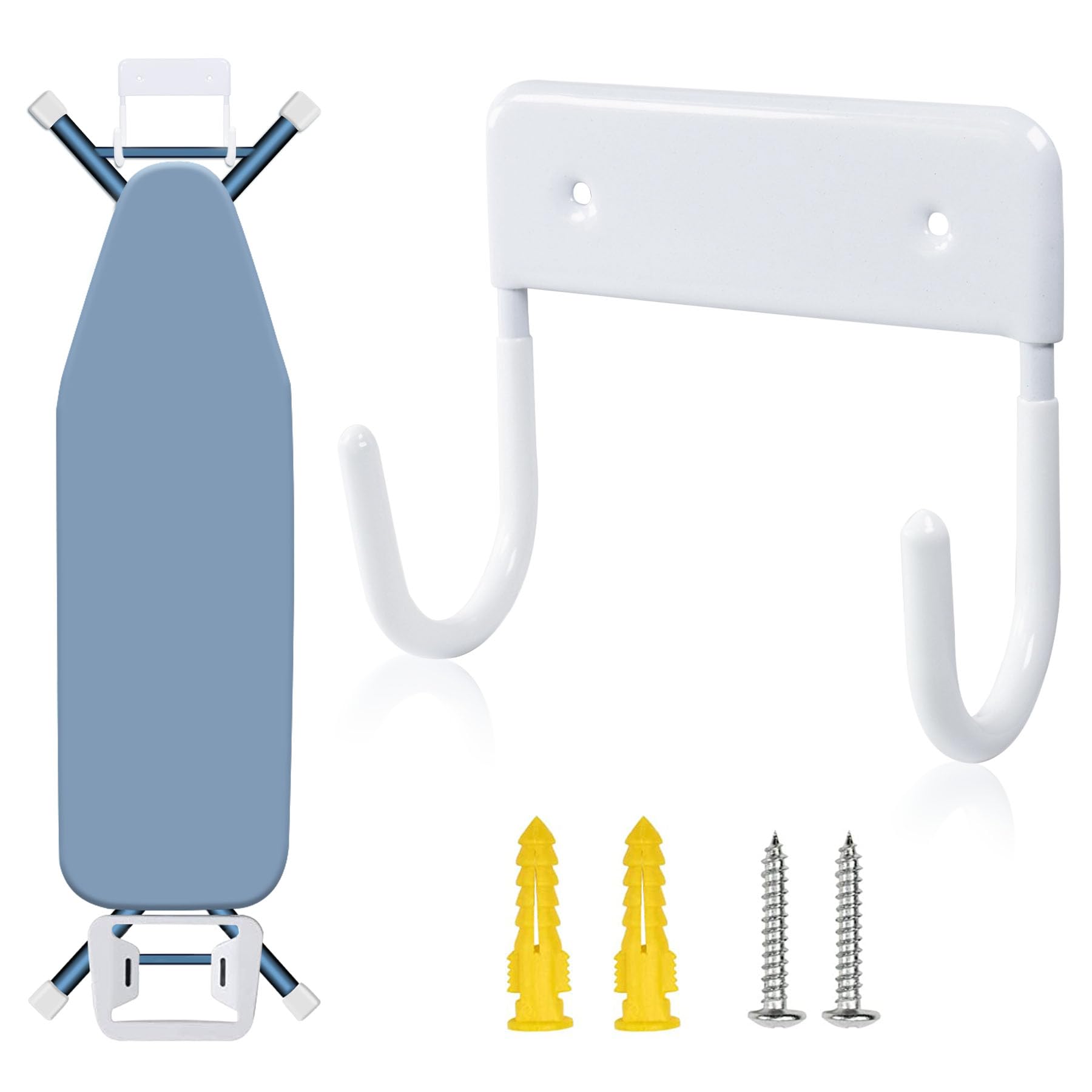 Pensino Wall Mount Ironing Board Holder - Space Saving Laundry Room Organizer, Pure White - Perfect for Small Spaces, Closets & Laundry Rooms