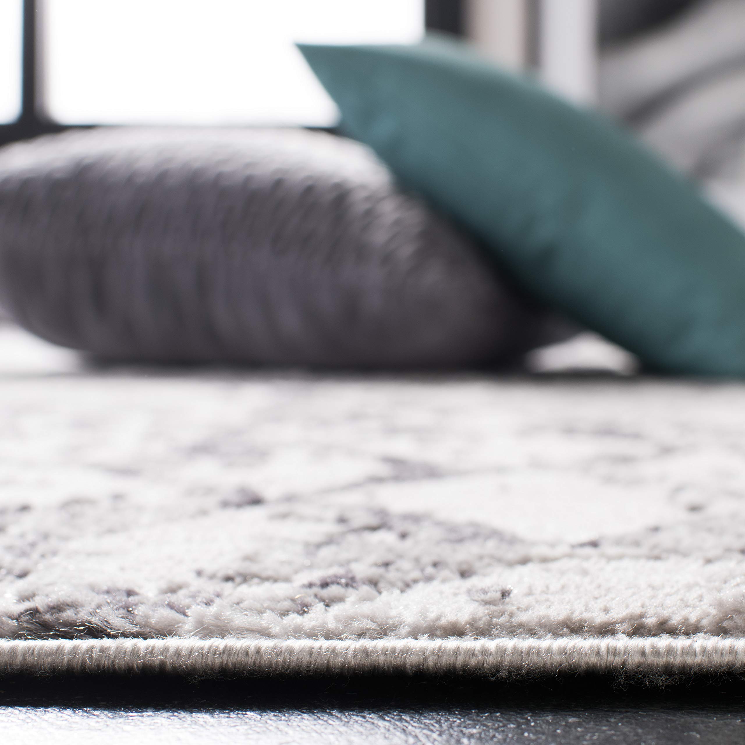 SAFAVIEH Amelia Collection 11' Round Grey/Light Grey ALA783F Modern Trellis Distressed Non-Shedding Area Rug - Perfect for Dining Room, Entryway, Living Room & Bedroom Decor