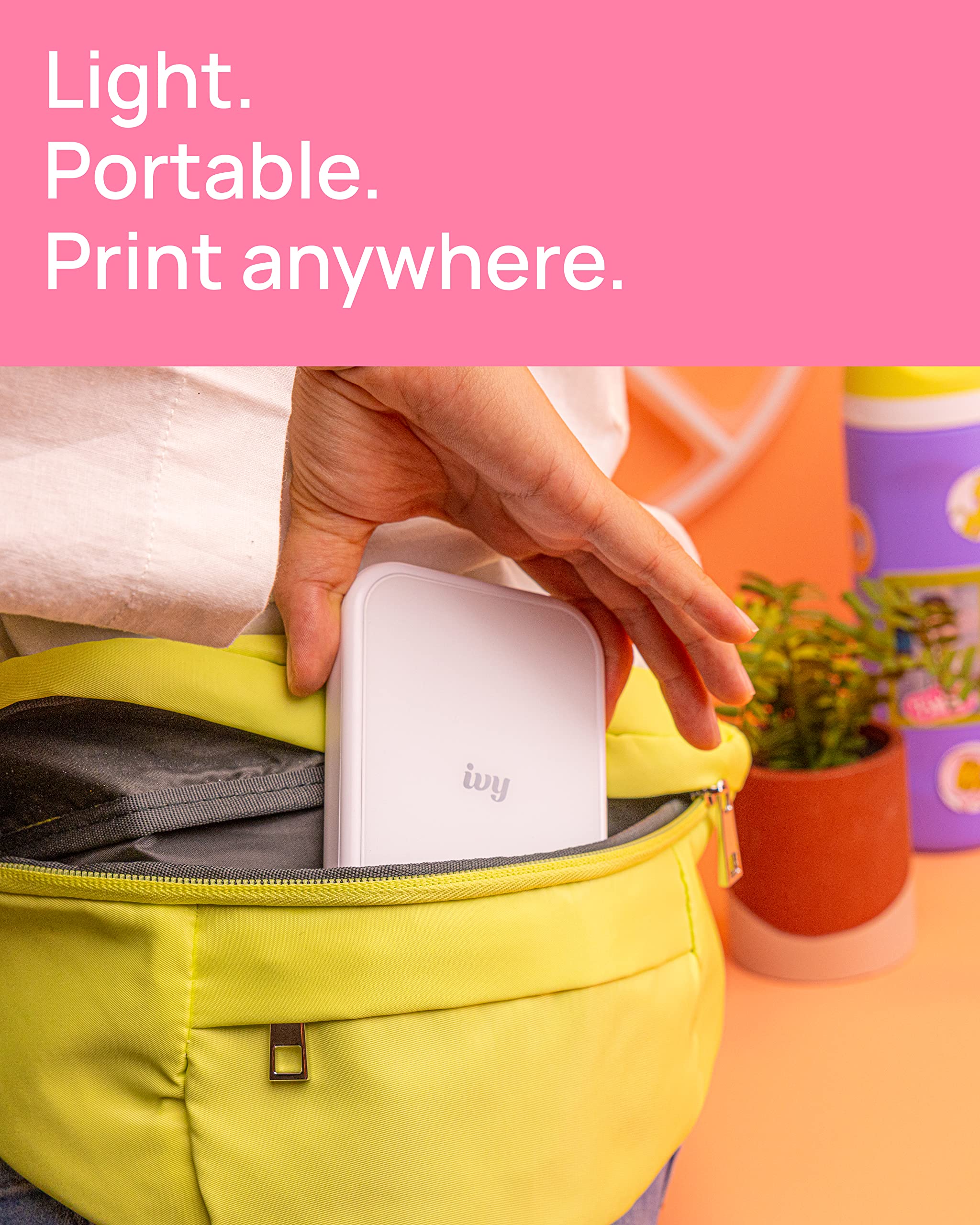 Canon IVY 2 Mini Photo Printer - Wireless Portable Zink Printer for iPhone & Android, Sticky-Back Instant Prints with 20-Sheet Photo Paper Pack - Perfect for Travel, Scrapbooking & DIY Projects