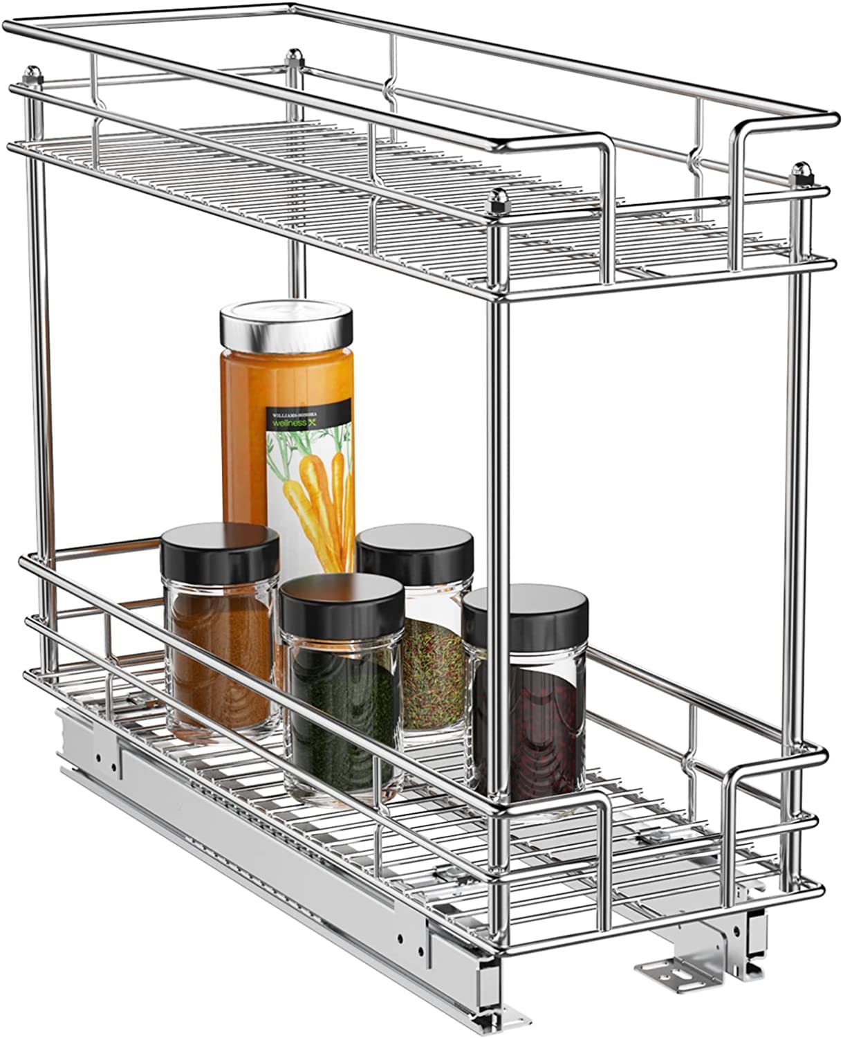 ROOMTEC 2-Tier Pull Out Cabinet Organizer for Narrow Kitchen Cabinets (7