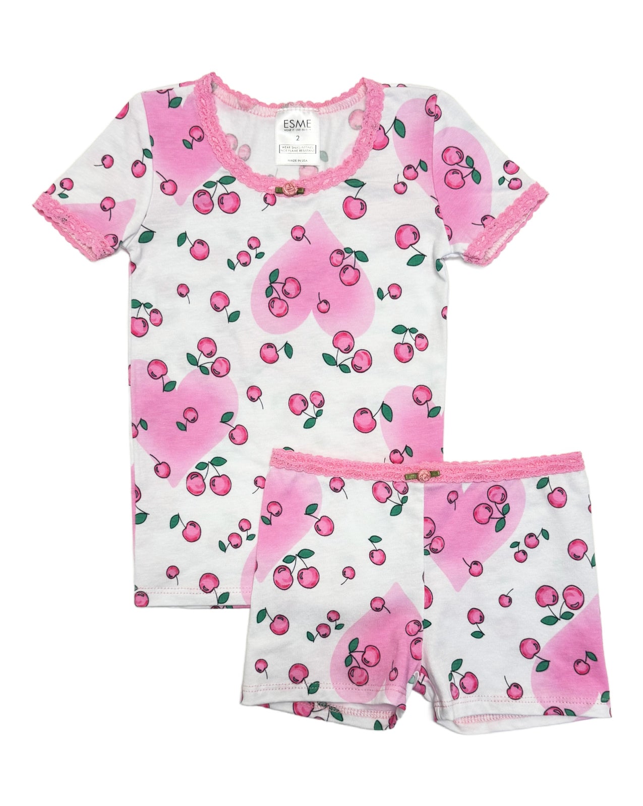 Cherry Love Women's Summer Short Sleeve Top & Shorts Set - Casual Outfit for Beach, Vacation, and Daily Wear