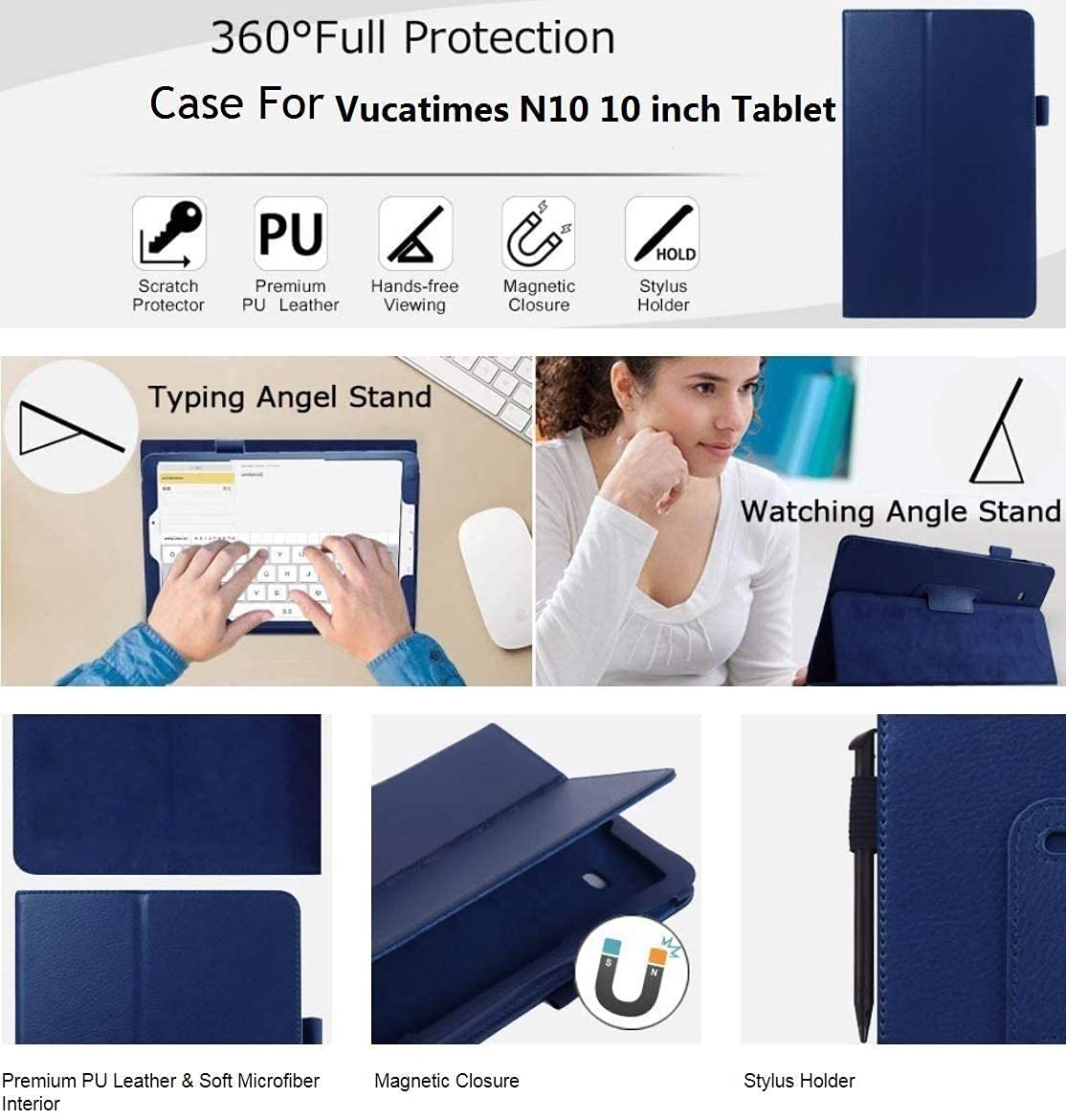 Onn Tablet Pro 10.4 Inch Case - Premium PU Leather Folio Cover for ONN 10.4