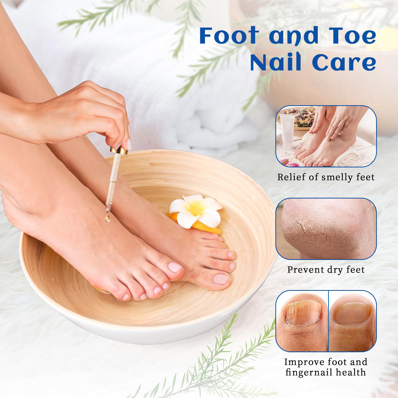 HIQILI 16 Fl Oz Pure Tea Tree Oil for Toenail Fungus Treatment, Nail Growth & Hair Restoration - Add to Shampoo, Body Wash & Foot Soak | Natural Remedy for Skin Care, Scalp Health & Relaxing Bath Time
