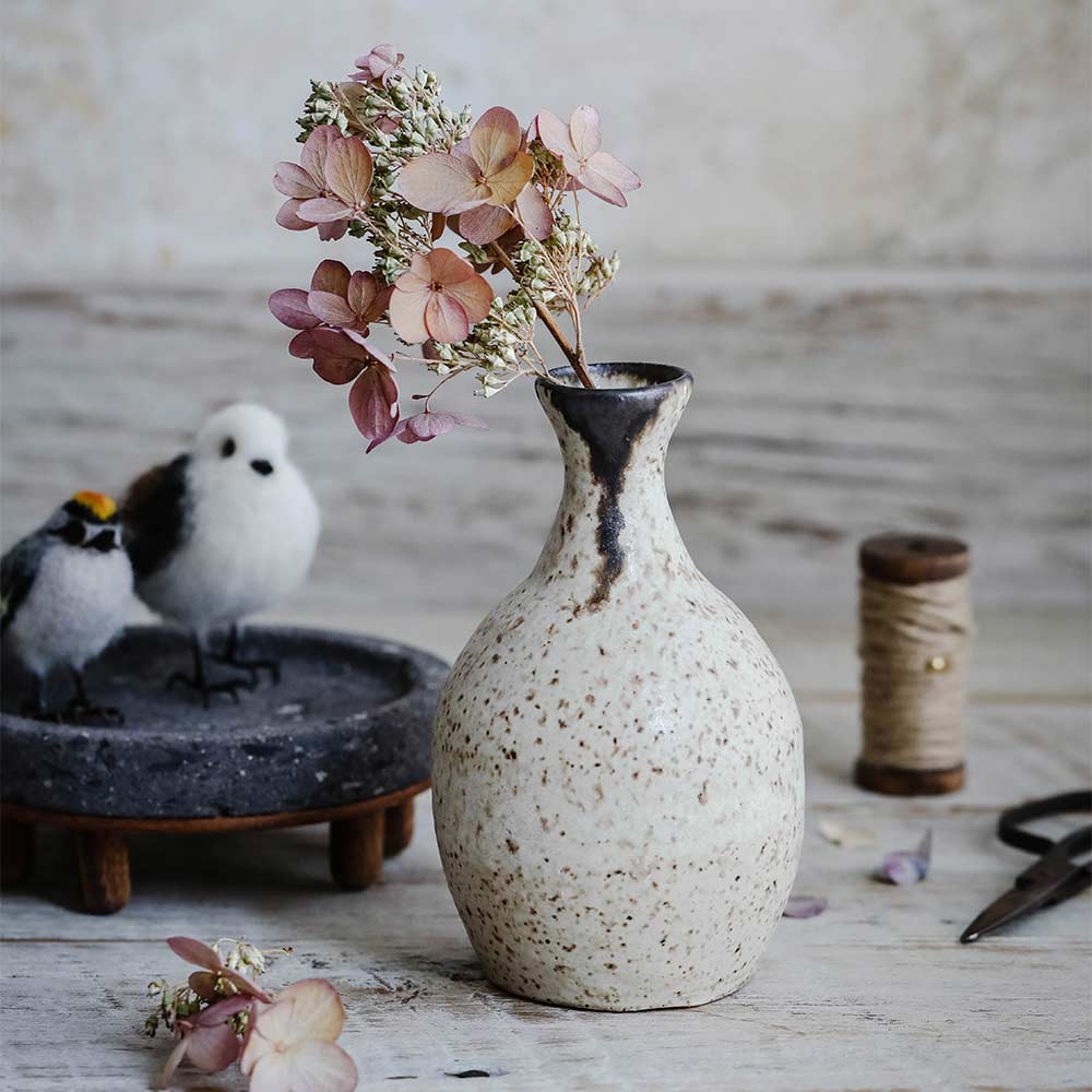 Handmade Brown Stoneware Bud Vase - Small Ceramic Flower Vase for Home Decor, Wedding Centerpieces & Tabletop Arrangements