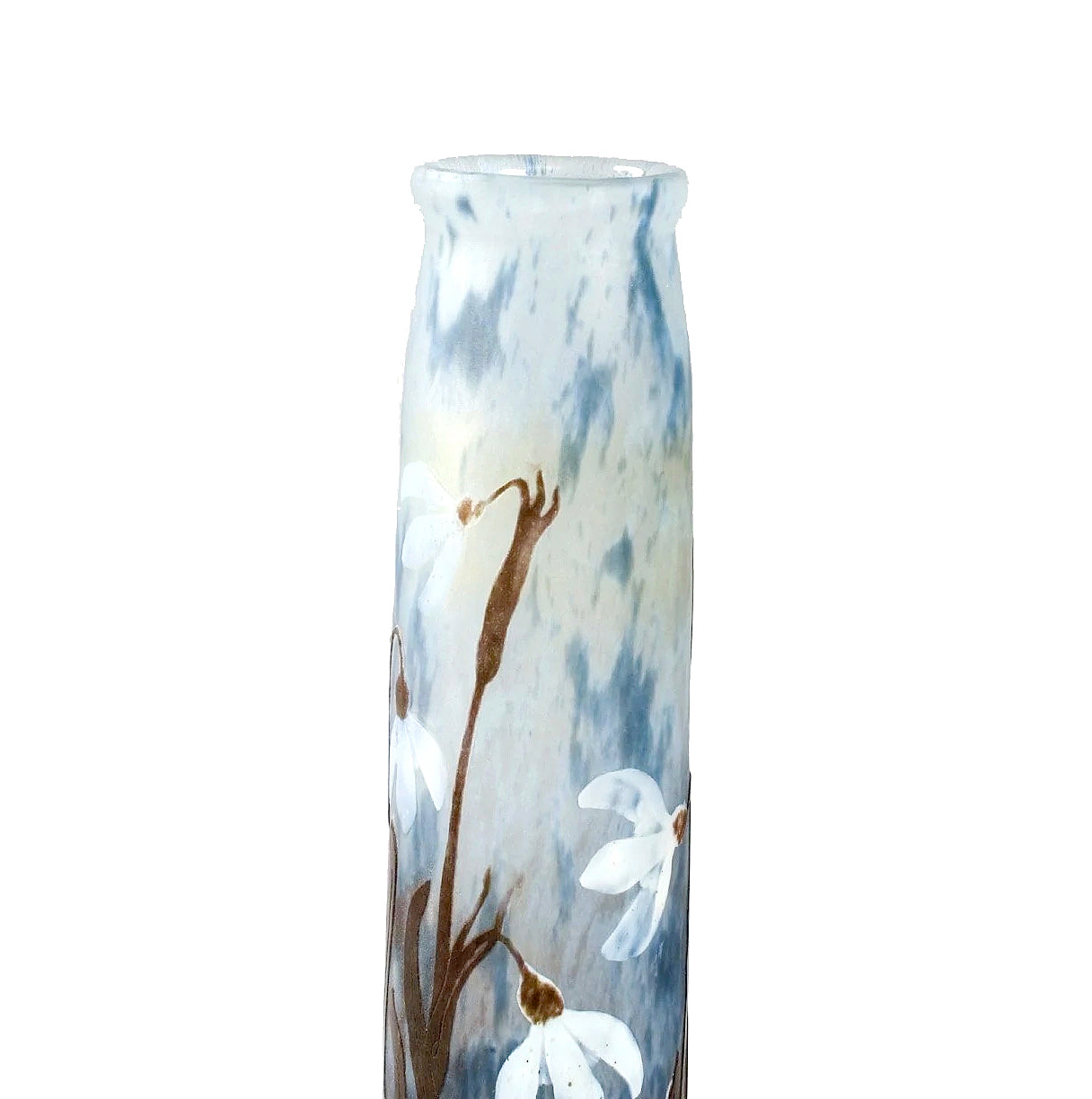 Daum Nancy Snow Drop Cameo Glass Vase - Antique French Art Nouveau Floral Vase for Home Decor, Wedding Centerpiece & Luxury Gift