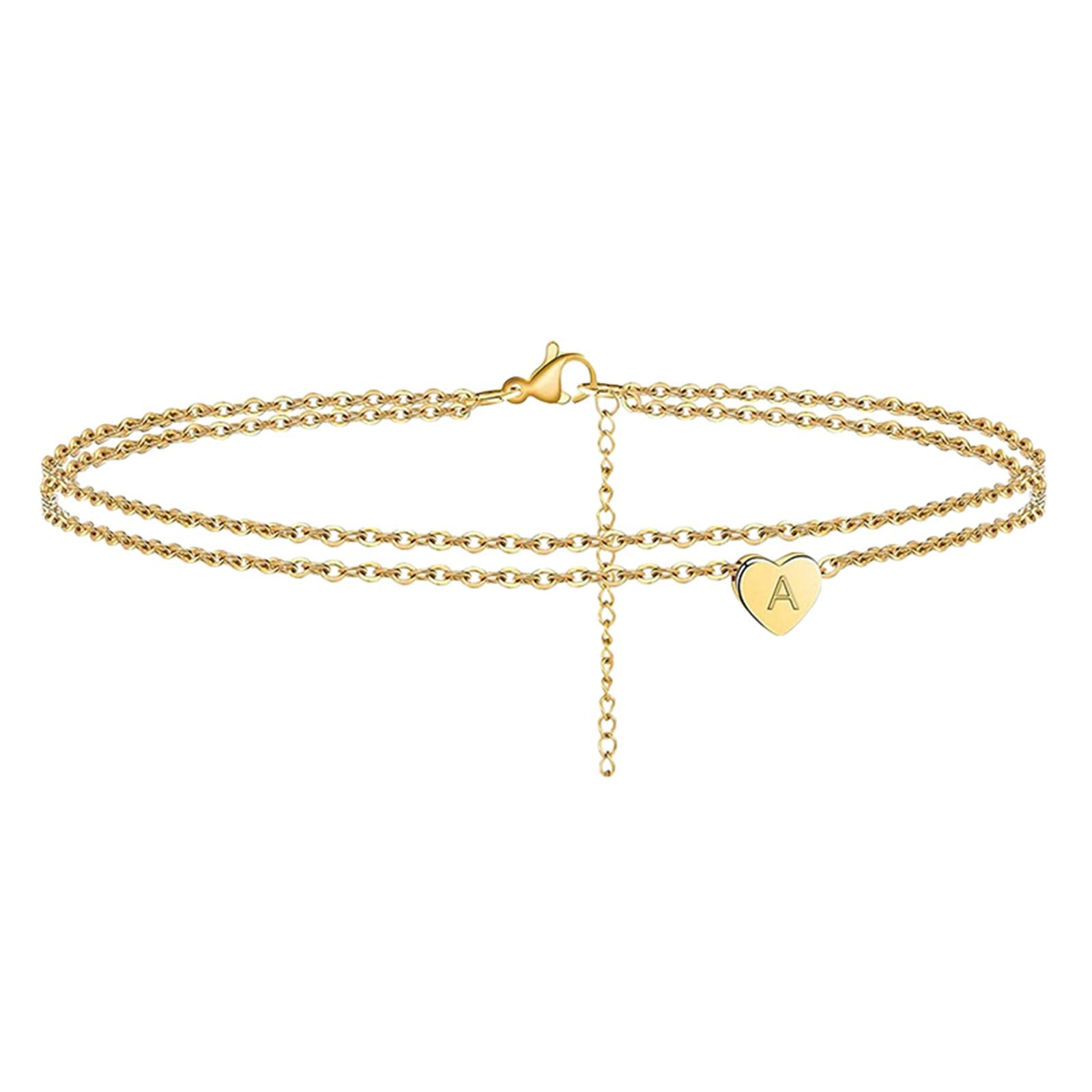 Heart Initial Ankle Bracelets for Women - Handmade Dainty Layered Gold Anklet with Letter Charm | Perfect for Beach, Wedding & Everyday Wear