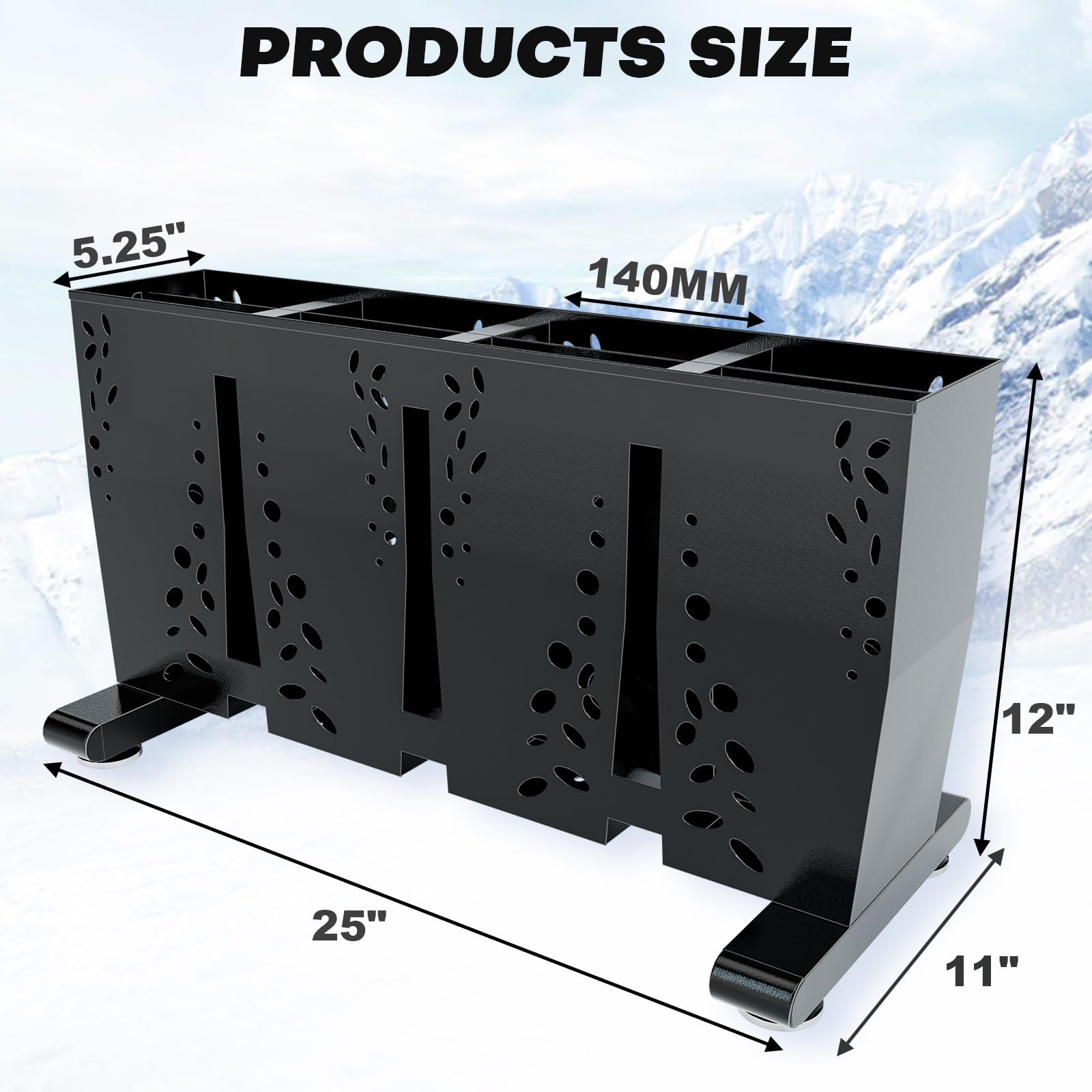 Heavy Duty 4 Pair Freestanding Steel Ski Storage Rack for Garage & Home - Indoor Ski Holder Organizer for Snowboards, Skis & Winter Gear - Perfect for Ski Equipment Storage in Basement, Mudroom or Cabin