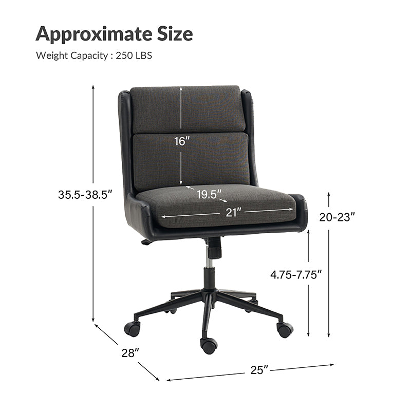 Tobie Modern Ergonomic Faux Leather Office Chair - Adjustable Height Swivel Task Chair with Lumbar Support for Home Office, Gaming & Workspace Comfort