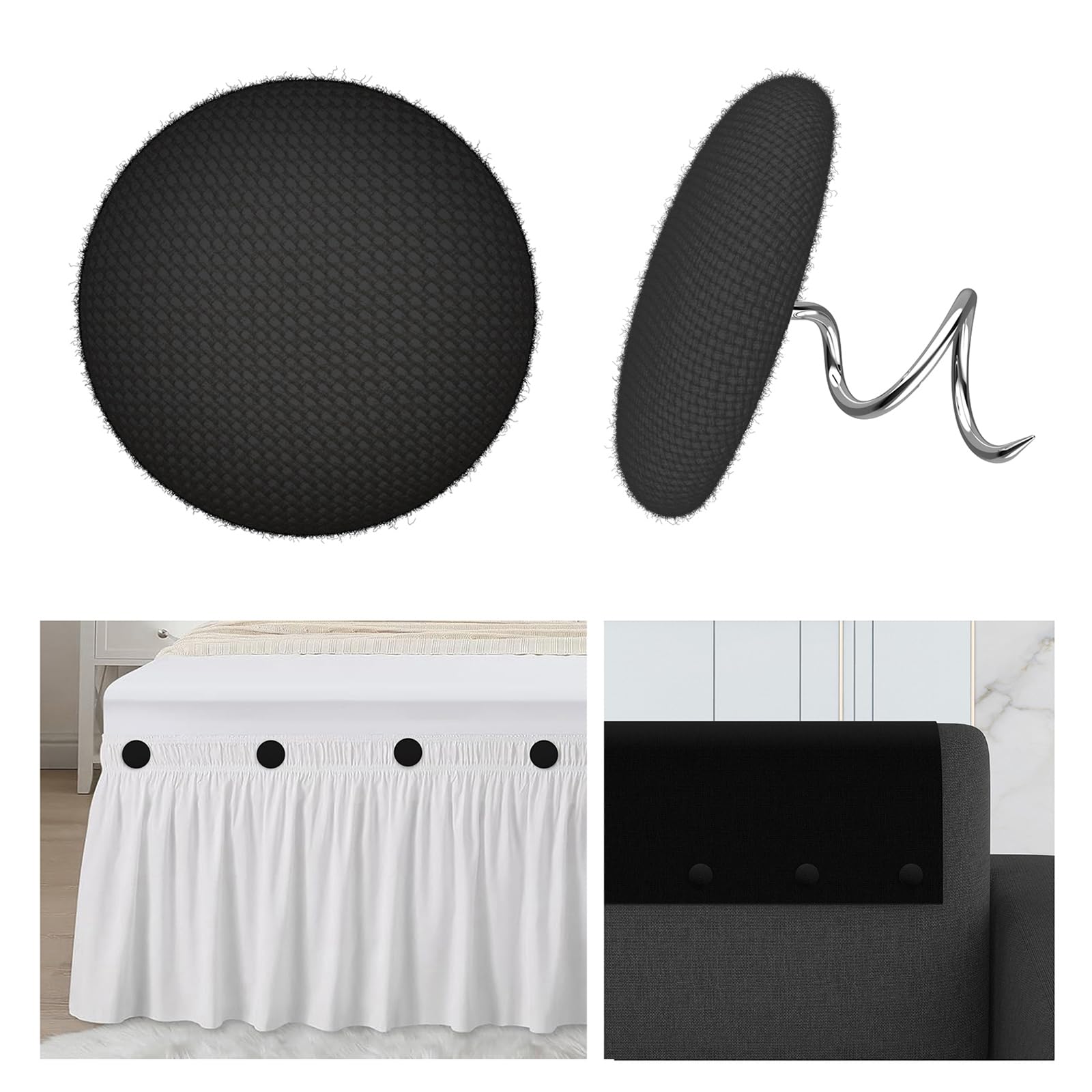 Premium Upholstery Tacks & Headliner Pins - 24-Pack Black Fabric Covered Twist Pins for Sofa, Furniture Covers, Armchairs, Bed Skirts & Slipcovers - Perfect for DIY Home Decor & Auto Headliner Repair
