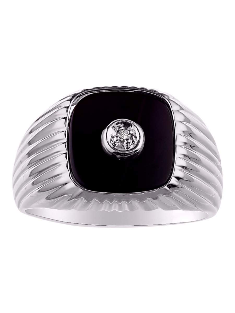 Stylish Rylos Men's Designer Ring - Sterling Silver or Gold Plated with Black Onyx & Diamonds (Sizes 8-13) | Perfect for Weddings, Gifts & Formal Occasions