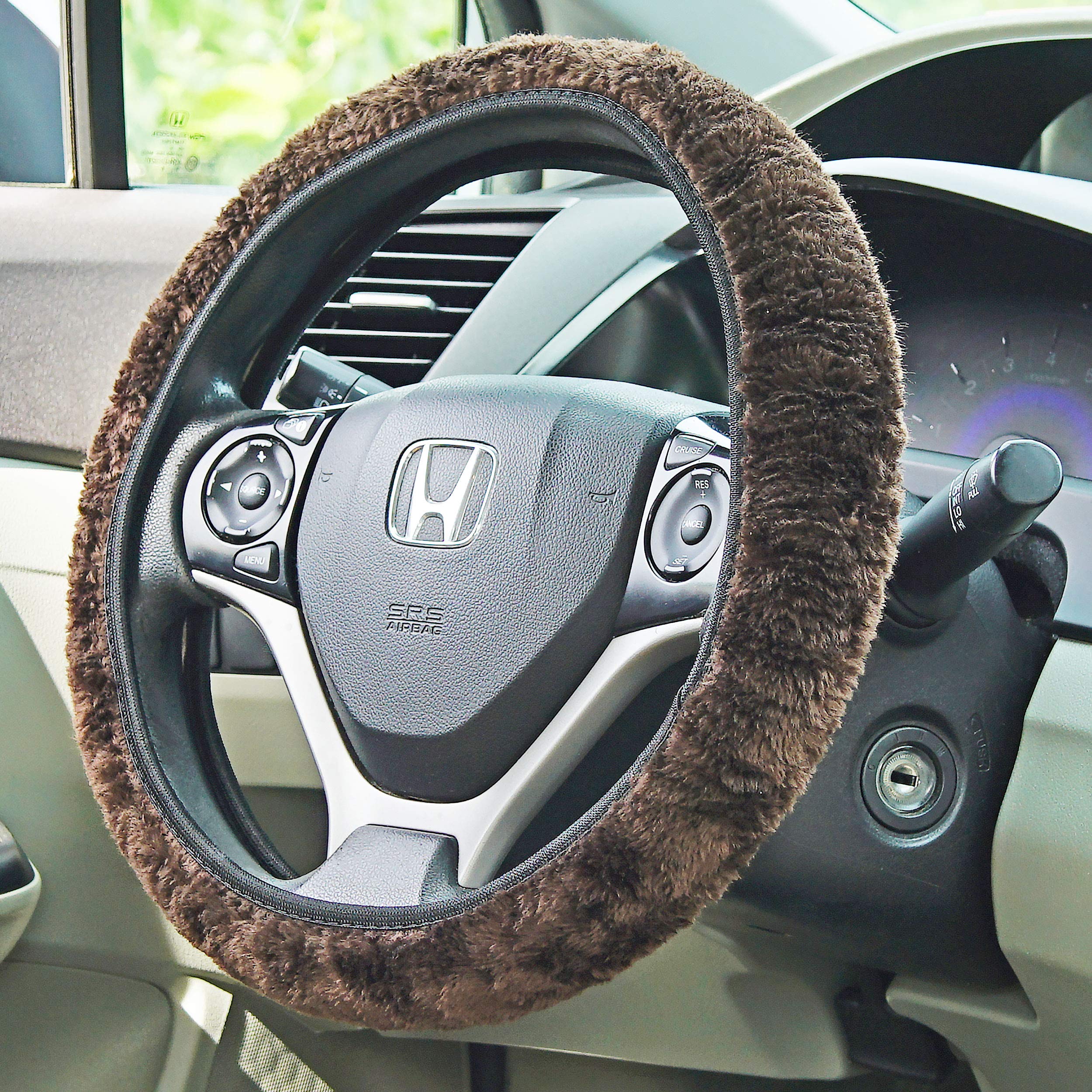 Soft Plush Fuzzy Steering Wheel Cover - Elastic Stretchable Universal Fit for 14-16 Inch Wheels - Non-Slip Grip & Cushion Protector - Perfect for Winter Warmth & Comfort Driving