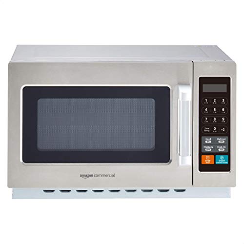 AmazonCommercial 1000-Watt Stainless Steel Microwave Oven with Membrane Control - 1.2 Cu.ft Compact Countertop Microwave for Home, Office, or Restaurant Use