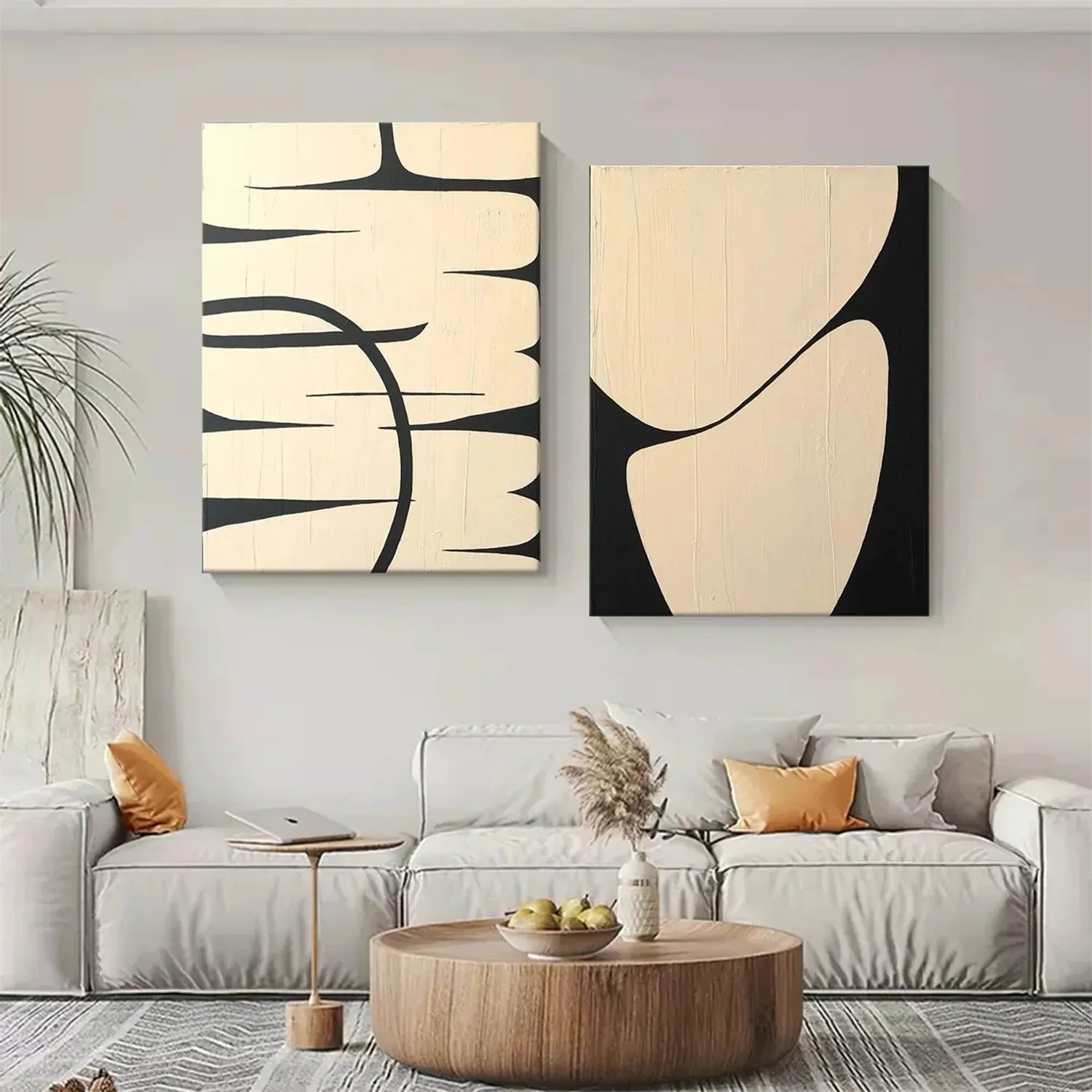 Abstract Tranquility Set of 2 Wall Art Paintings - Modern Minimalist Canvas Prints for Living Room, Bedroom & Office Decor #WS142