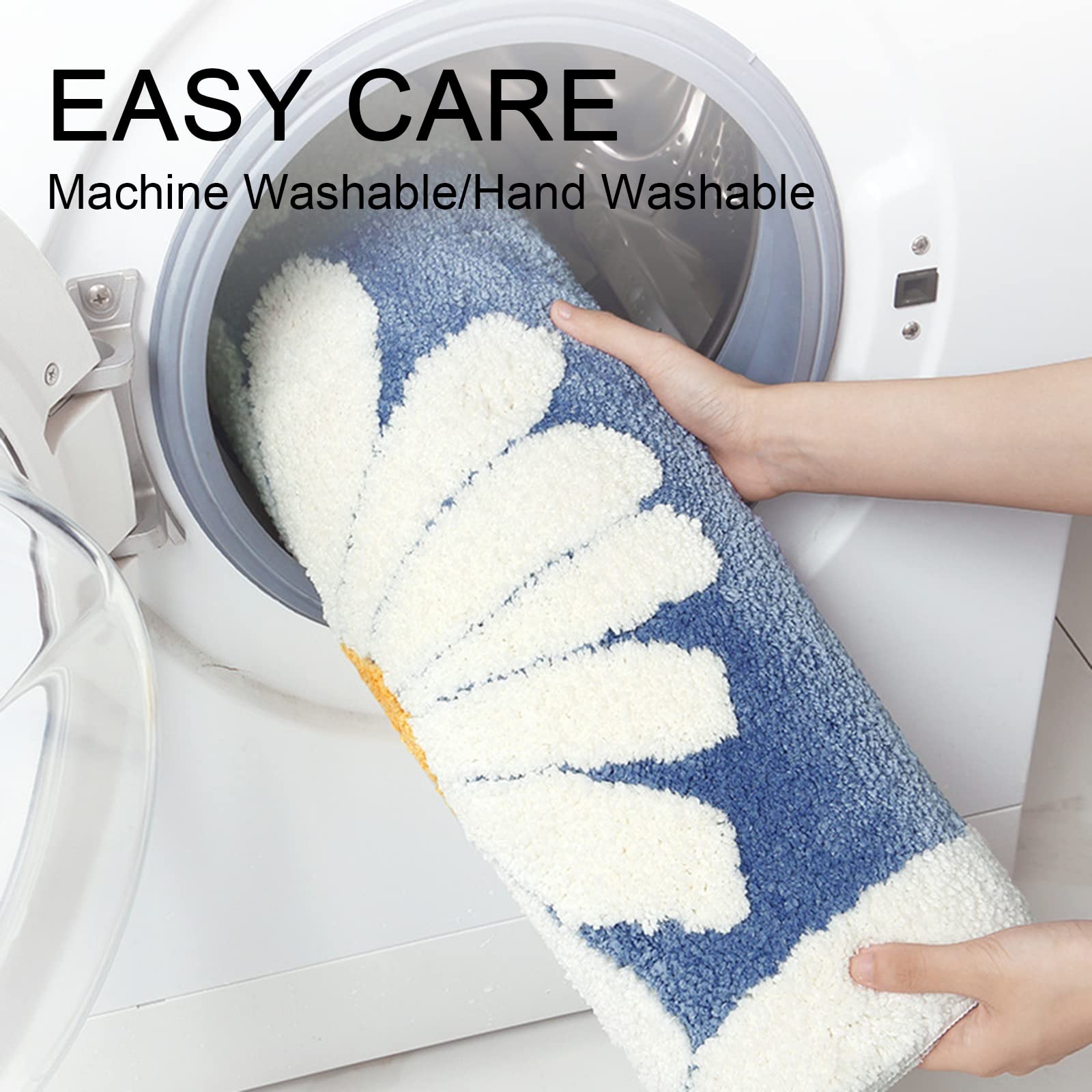 Non-Slip Absorbent Bathroom Mat - Machine Washable Shower Rug for Bath Tub & Sink - Sky Blue 40x60cm - Soft Bath Mat for Wet Floors, Home Spa & Bathroom Safety