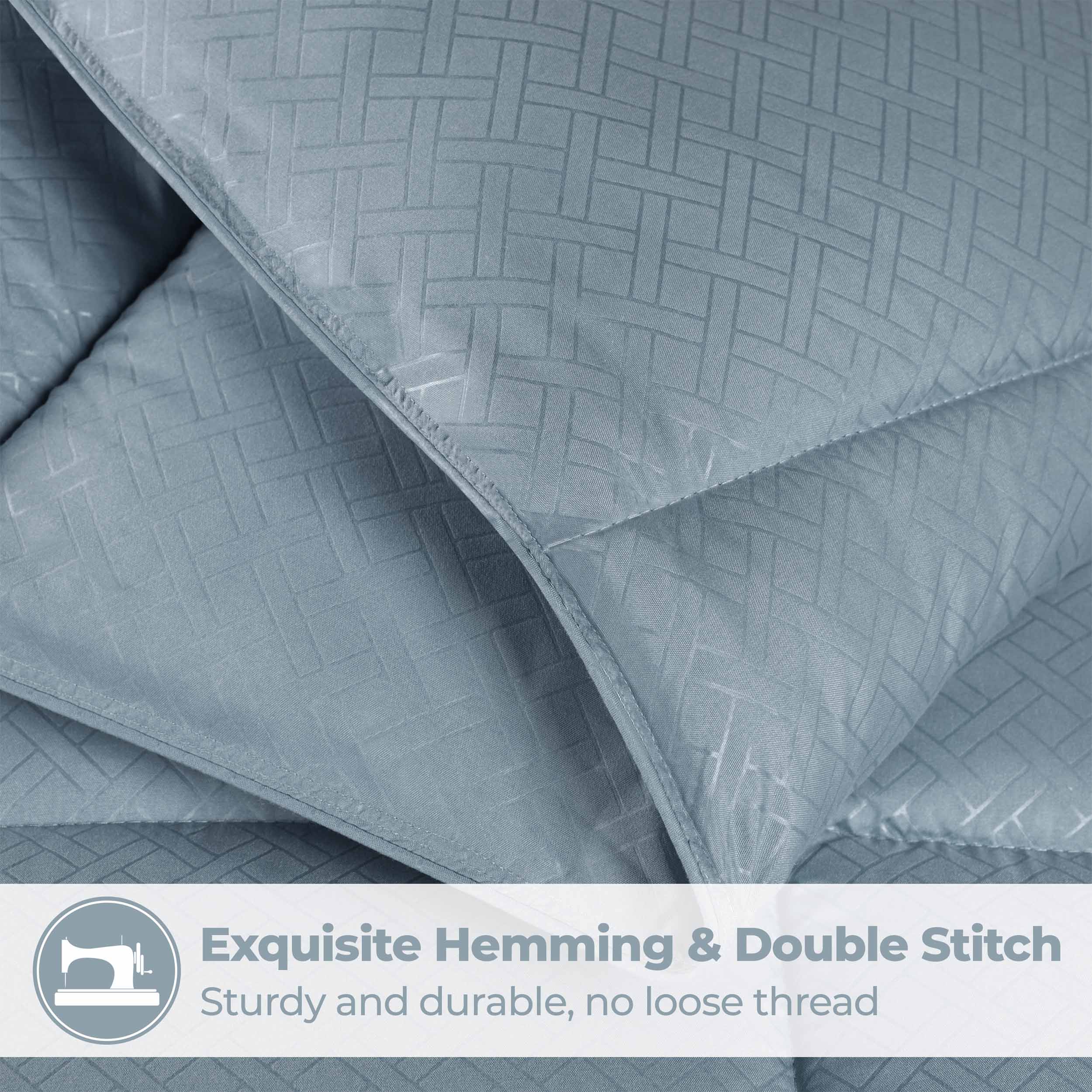 Luxury Basketweave Plush Down Alternative Comforter - Hypoallergenic & Breathable All-Season Bedding for Master Bedroom, Guest Room & Dorm