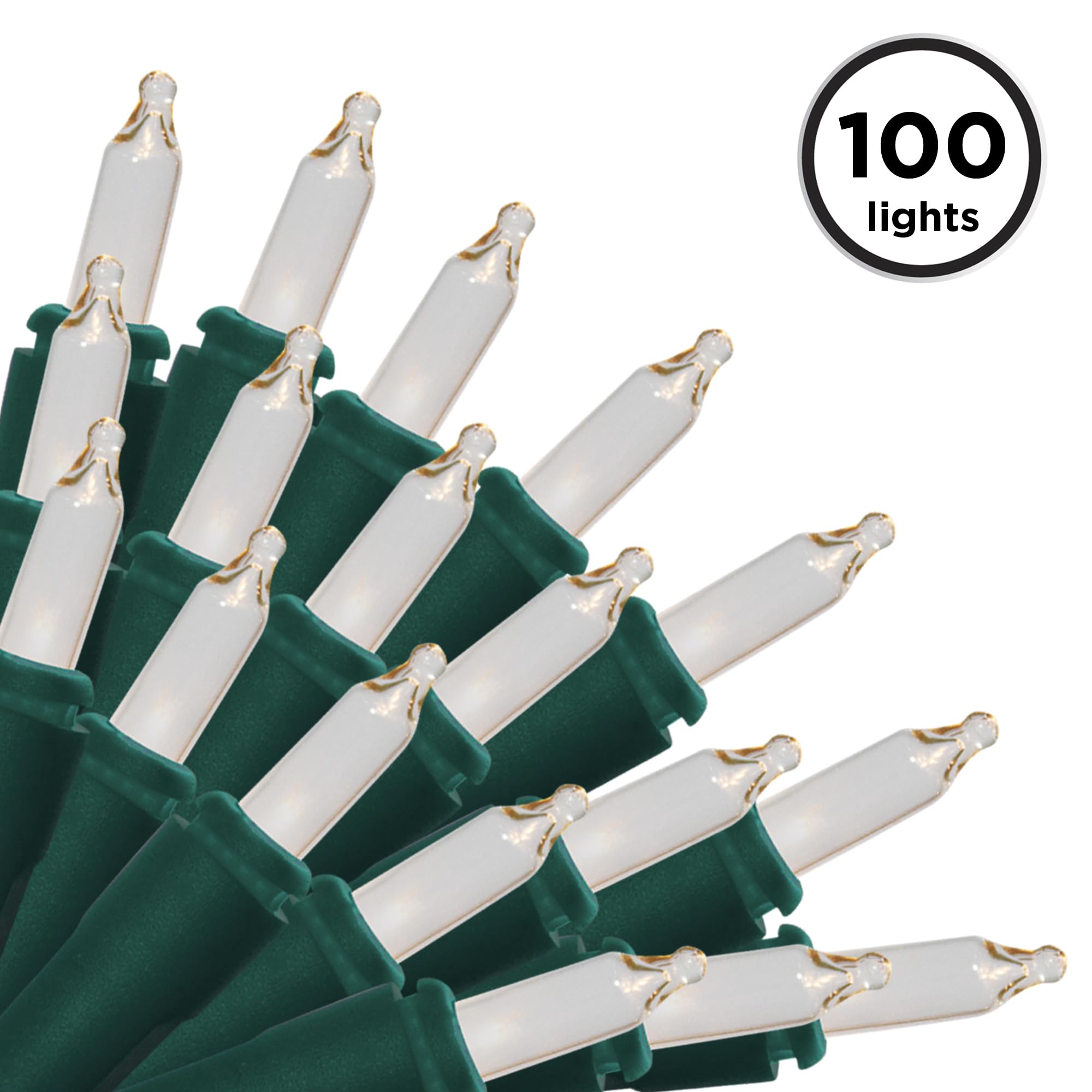 Brite Star 100-Count Mini Clear Christmas String Lights - 22ft Green Wire Indoor/Outdoor Holiday Decor for Christmas Tree, Home, Party & Garden Lighting