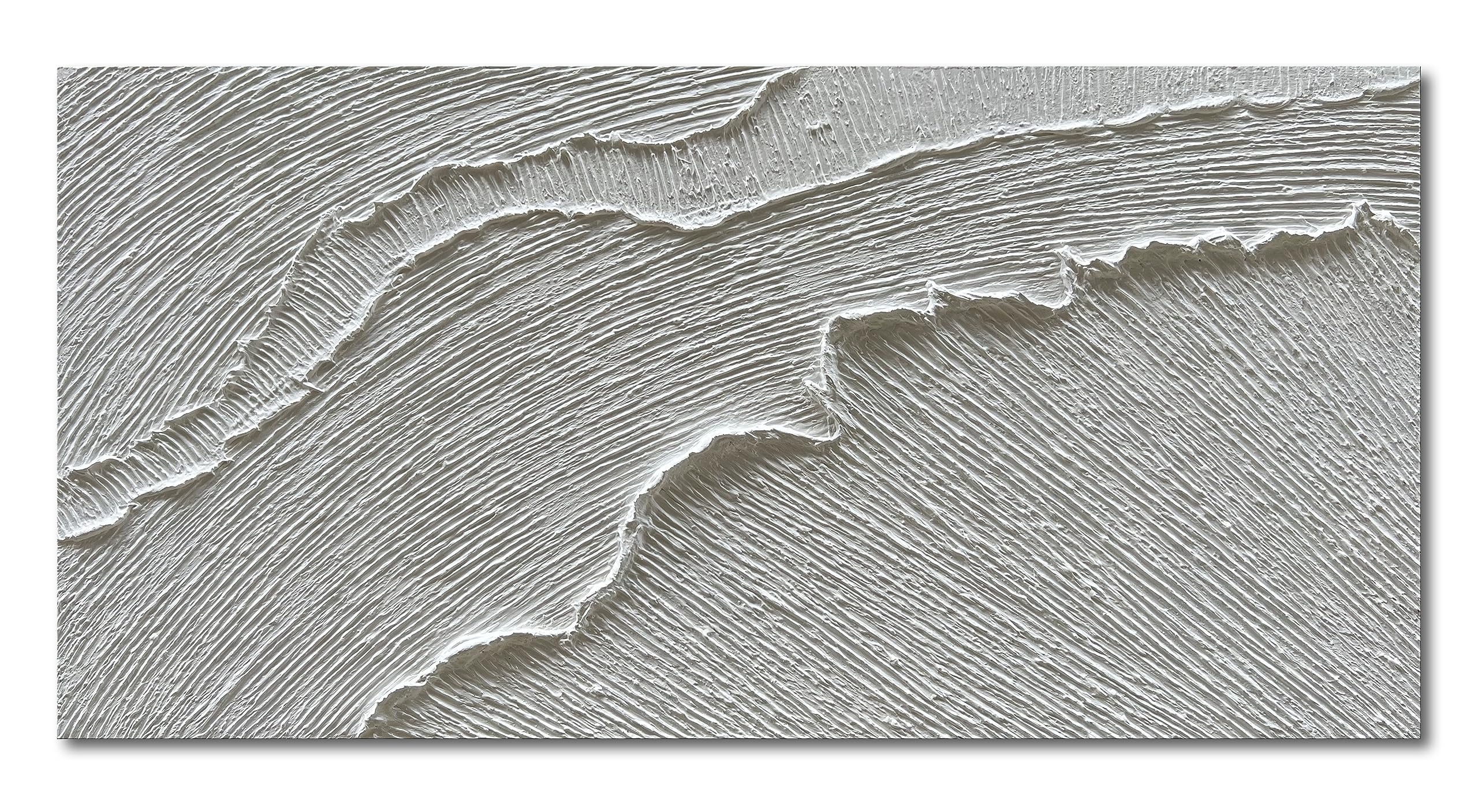 NANKAI Hand-Painted Abstract Oil Painting - Black & White Beach Waves Landscape Wall Art (24x48 Inch) | Perfect for Living Room, Bedroom & Office Decor | Modern Coastal Home Decor & Gift Idea