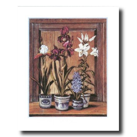Country Irises Flowers Wall Art - Contemporary Framed Print for Home & Office Decor - Perfect for Living Room, Bedroom & Office Spaces