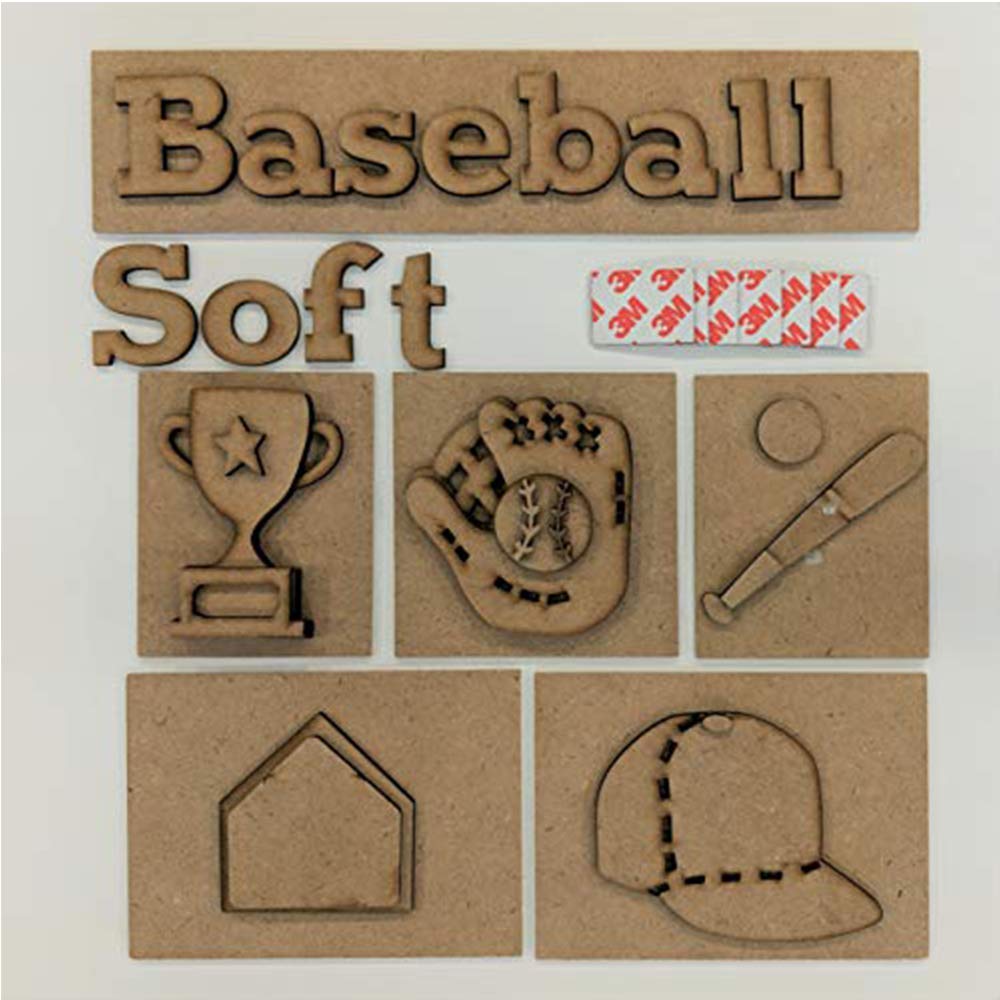Foundations Décor DIY Shadow Box Cutout Inserts with Self-Adhesive Magnets - Baseball Theme Home Decor Craft Kit for Wall Art, Scrapbooking & Gift Making