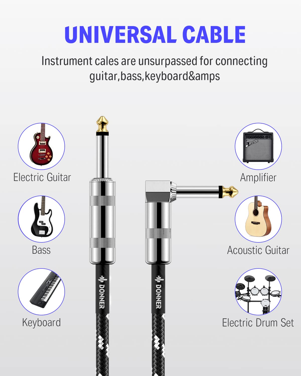 Donner 10 ft Electric Guitar Cable - 1/4