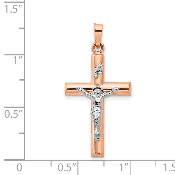14K Solid Two-Tone Gold Jesus Christ Crucifix Pendant Necklace - Religious Cross Charm for Women & Men | Perfect for Baptism, First Communion, Confirmation & Daily Faith Jewelry