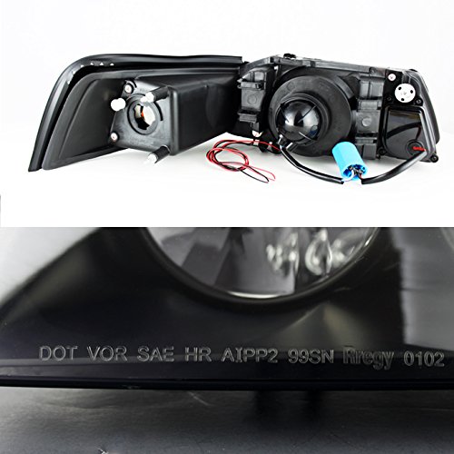 AKKON Black Smoke Dual Halo Projector Headlights with Corner Signal Lamps for Ford Mustang Coupe - 2-in-1 Design, Enhanced Night Visibility (Perfect for Street Racing & Night Driving)