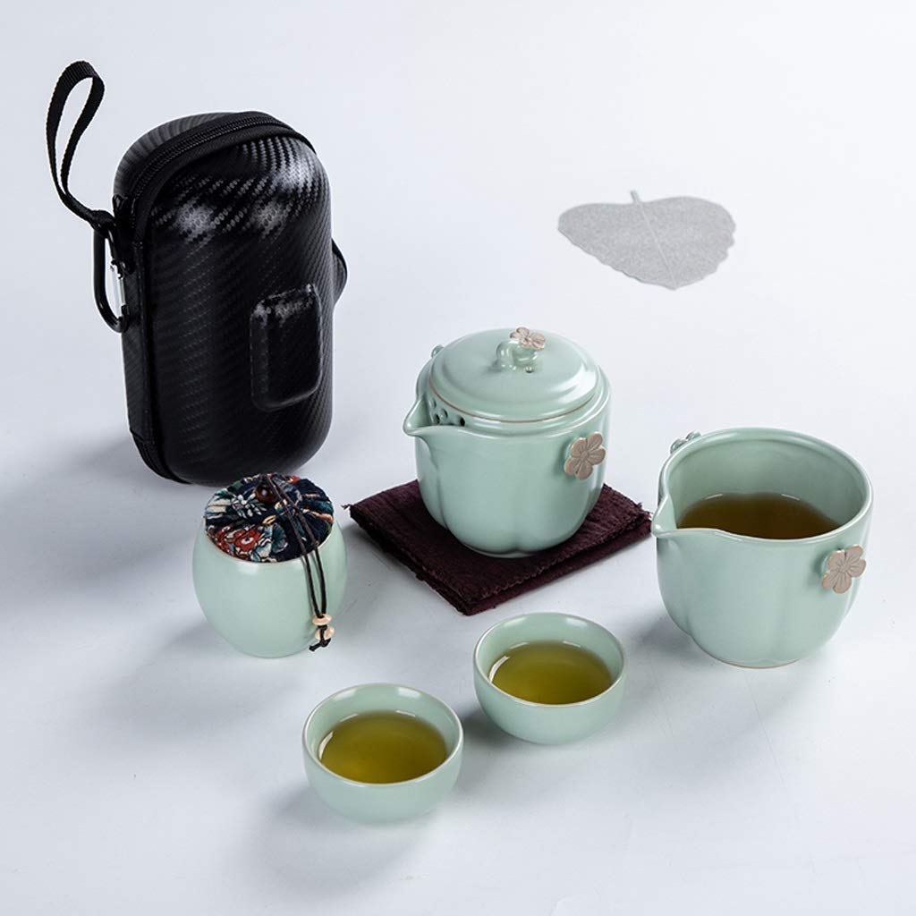 Premium Portable Kung Fu Tea Set - Ceramic Teapot & Gaiwan Cups for Travel & Tea Ceremony | Traditional Chinese Porcelain Teaware for Home, Office & Outdoor Use