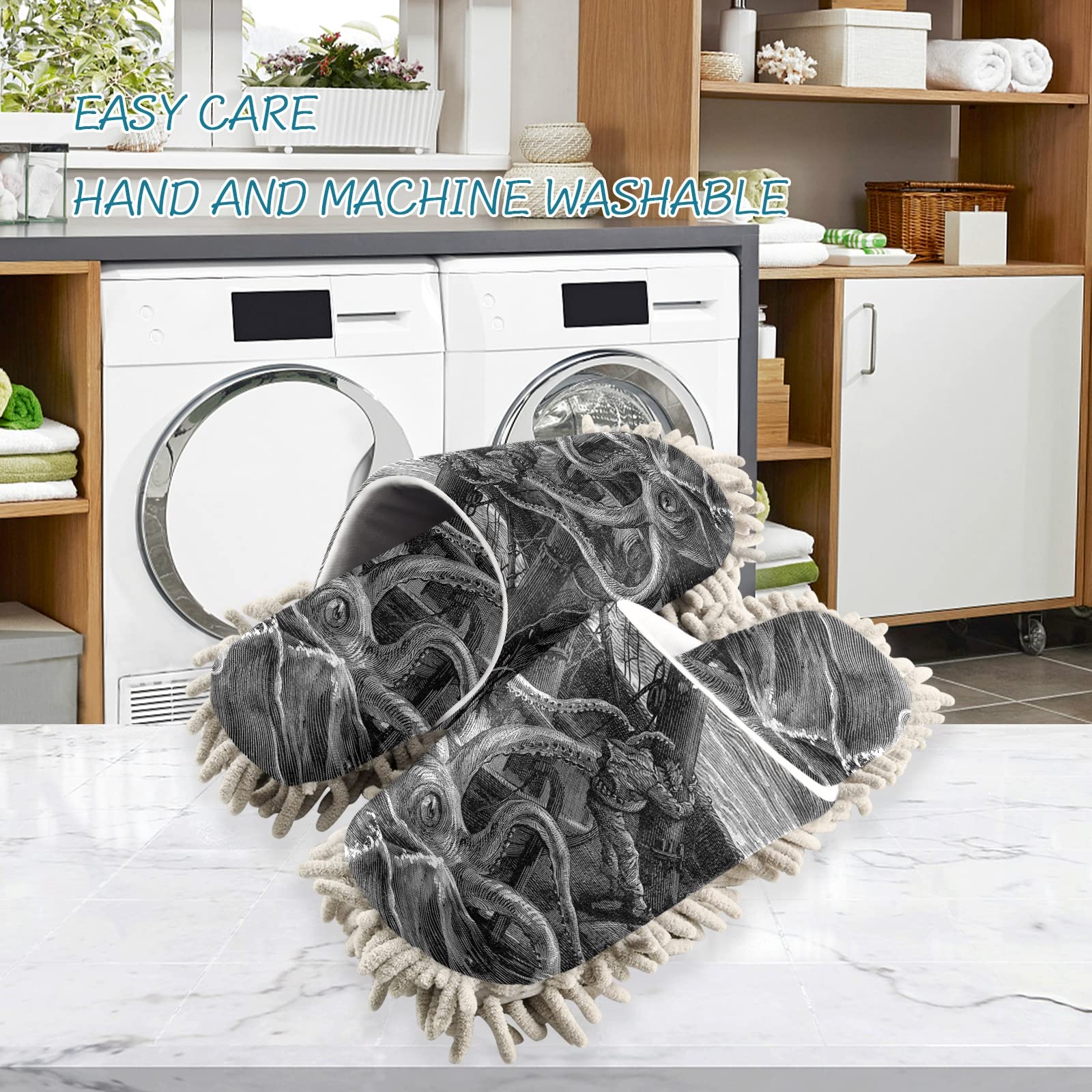 Unisex Mop Slippers for Cleaning - Soft House & Spa Dusting Shoes (Size M-L) | Perfect for Quick Floor Cleaning & Relaxing at Home