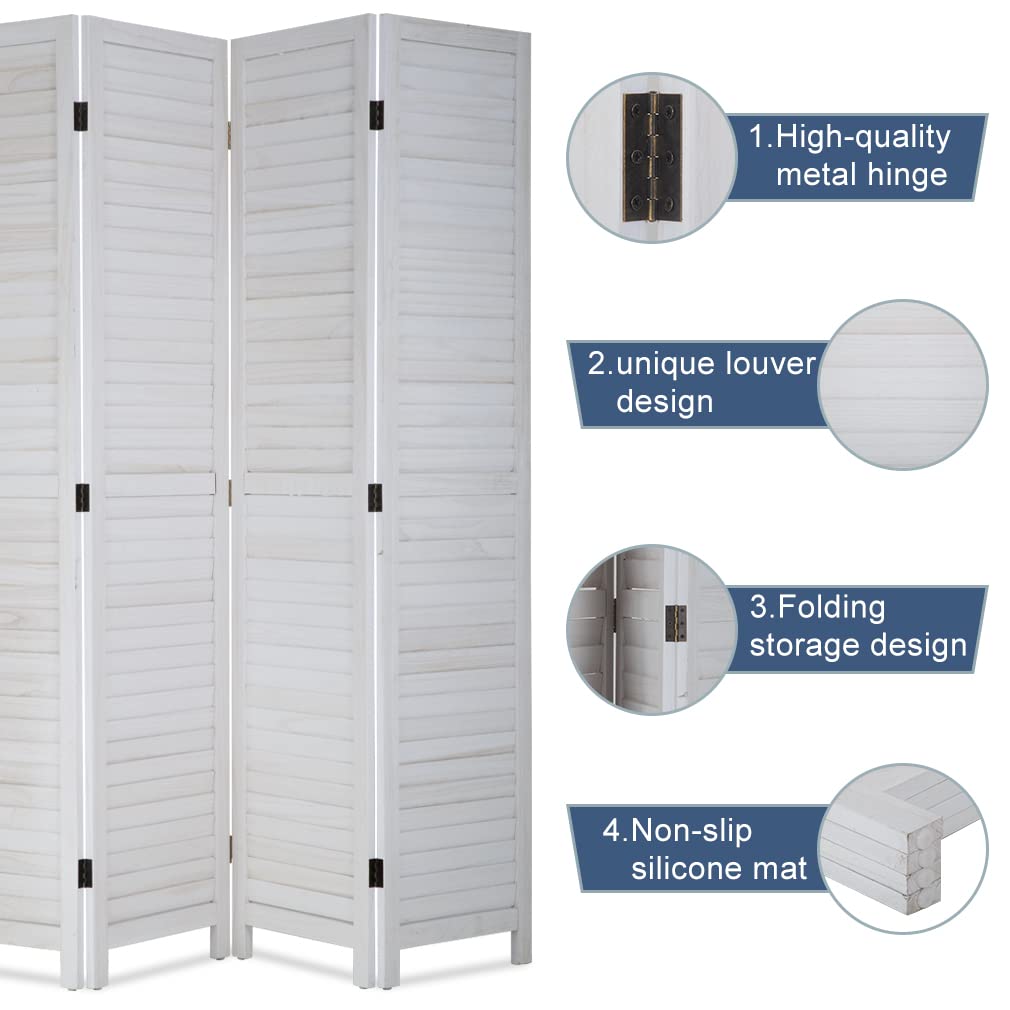 4 Panel Wooden Room Divider Privacy Screen - Foldable Partition for Home, Office & Bedroom - Perfect for Creating Private Spaces in Open Areas