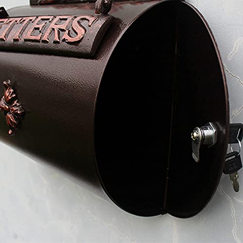 Wall Mount Mailbox Outdoor - Locking Cast Aluminum Mailbox with Key, Antique Copper Finish, 13×5×12.8 Inches - Weatherproof & Durable for Homes, Apartments & Offices
