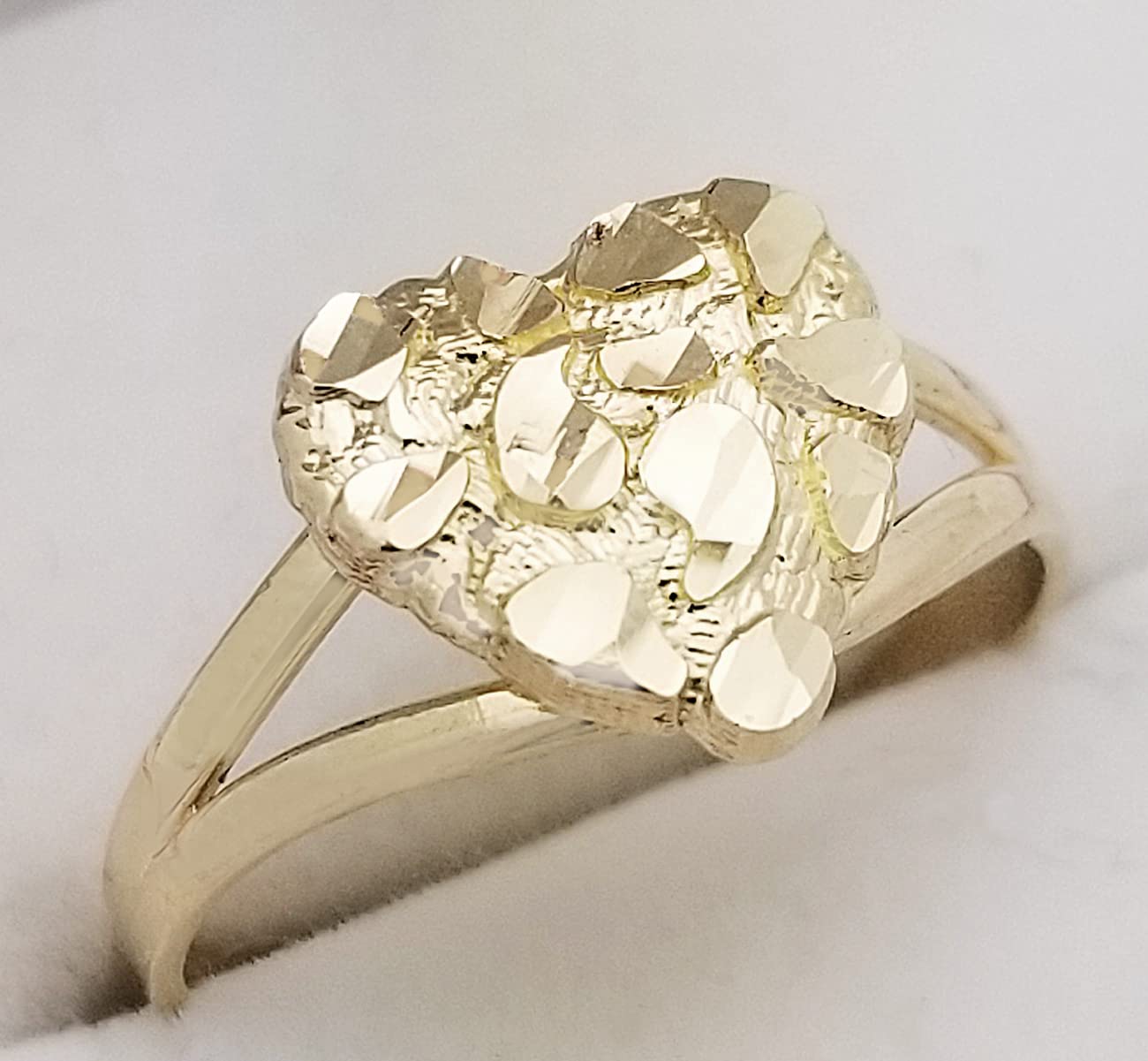 10K Solid Gold Nugget Heart Ring for Women - Elegant & Durable Gold Jewelry - Perfect for Valentine's Day, Anniversary & Romantic Gifts