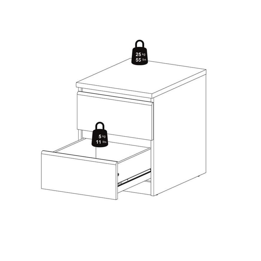 Home Square 2-Piece White High Gloss Wood Bedroom Set - 2-Drawer Nightstand & 6-Drawer Dresser | Perfect for Modern Bedrooms, Guest Rooms & Small Spaces