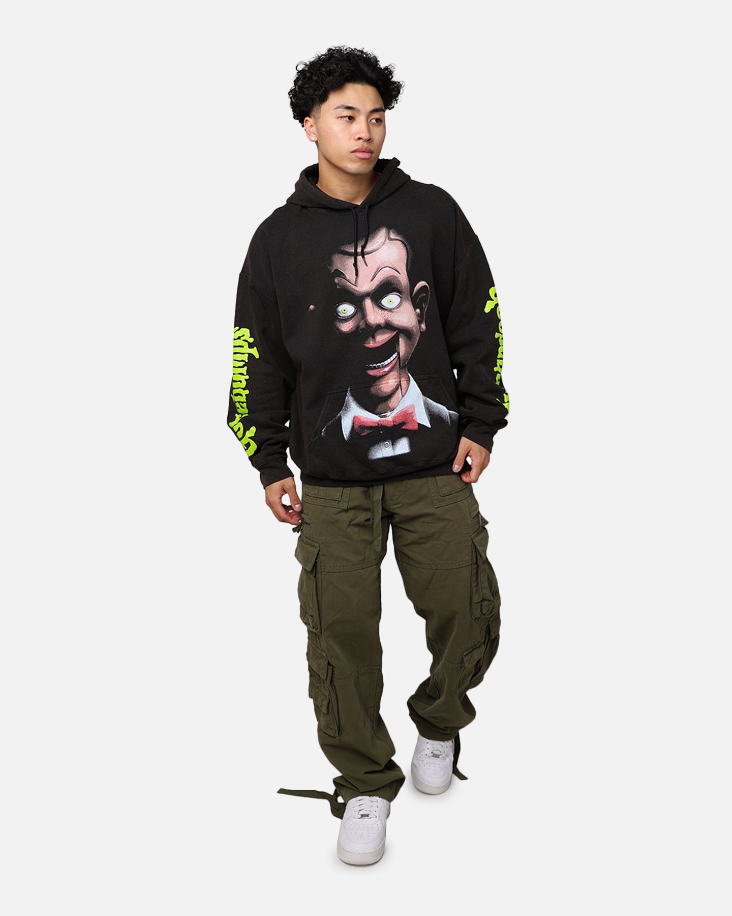 Vintage Goosebumps Living Dummy Hoodie - Black Wash Distressed American Thrift Style | 90s Horror Nostalgia, Halloween Costume, Streetwear Fashion
