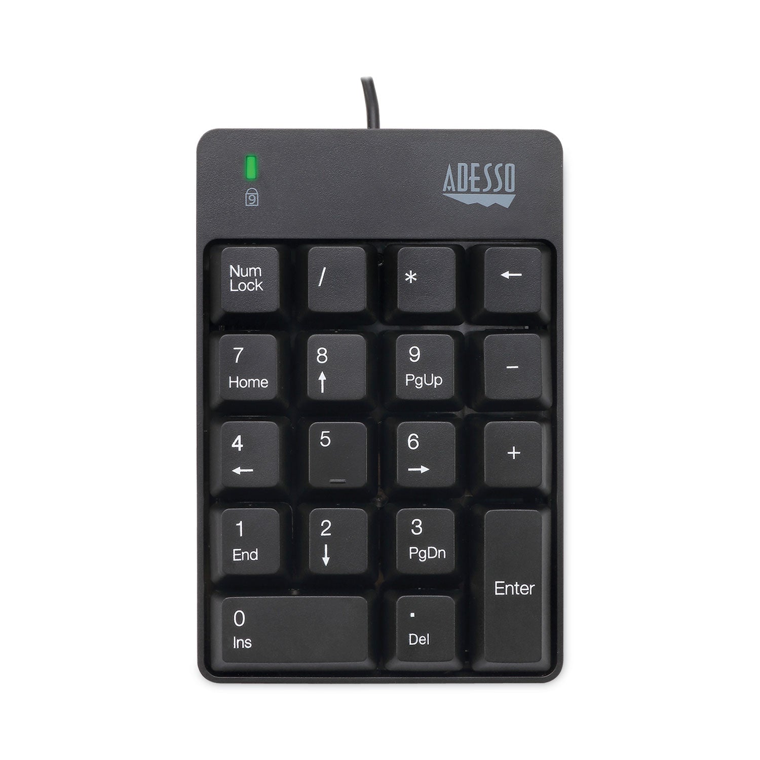 Adesso Spill-Resistant 18-Key Numeric Keypad - USB Wired Number Pad for Data Entry, Accounting & Office Work - Black Computer Keyboard for PC, Laptop, Desktop - Perfect for Accountants, Programmers & Office Professionals