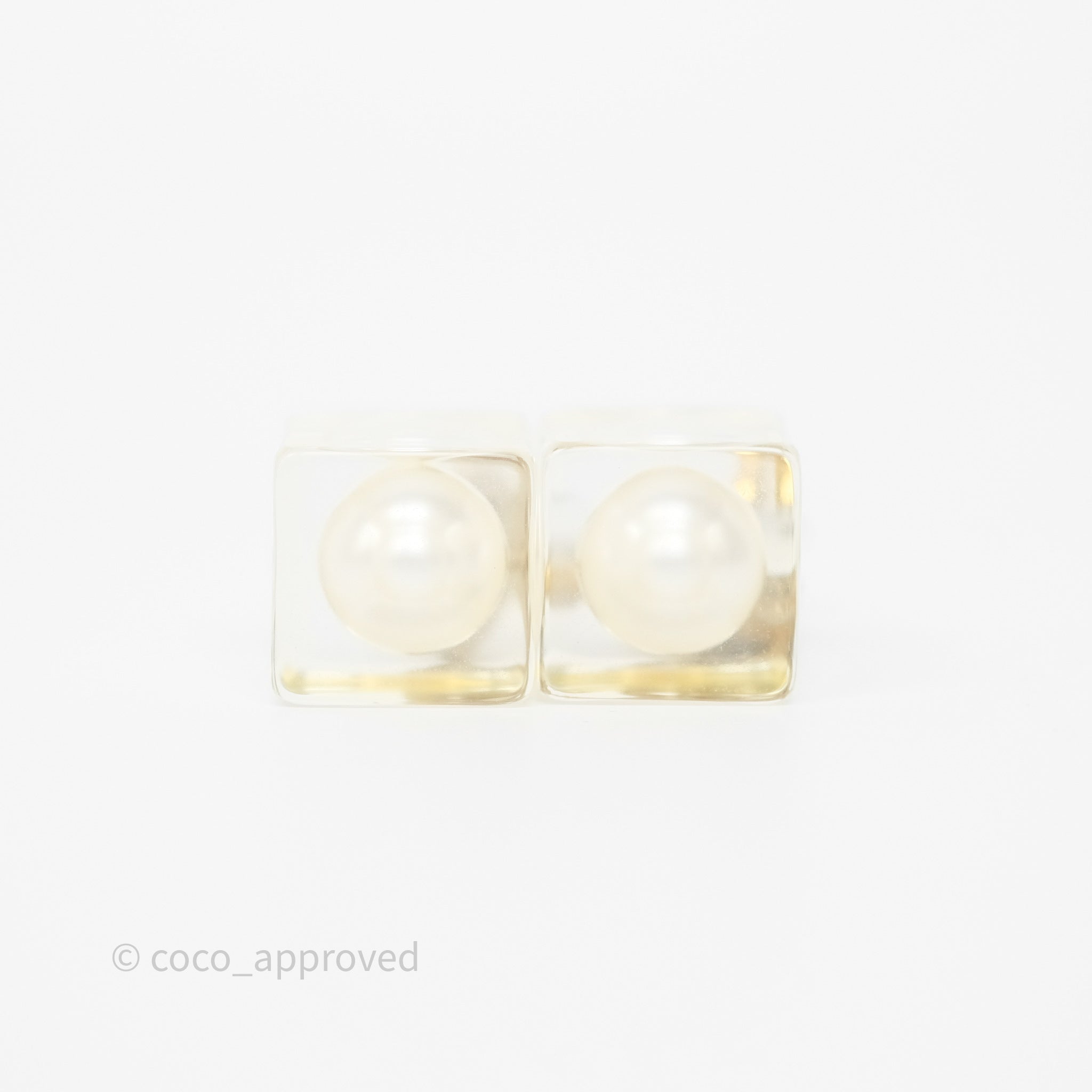 Chanel CC Crystals Pearl Resin Cube Drop Earrings 19K Gold - Luxury Fashion Jewelry for Women, Elegant Party & Wedding Accessories