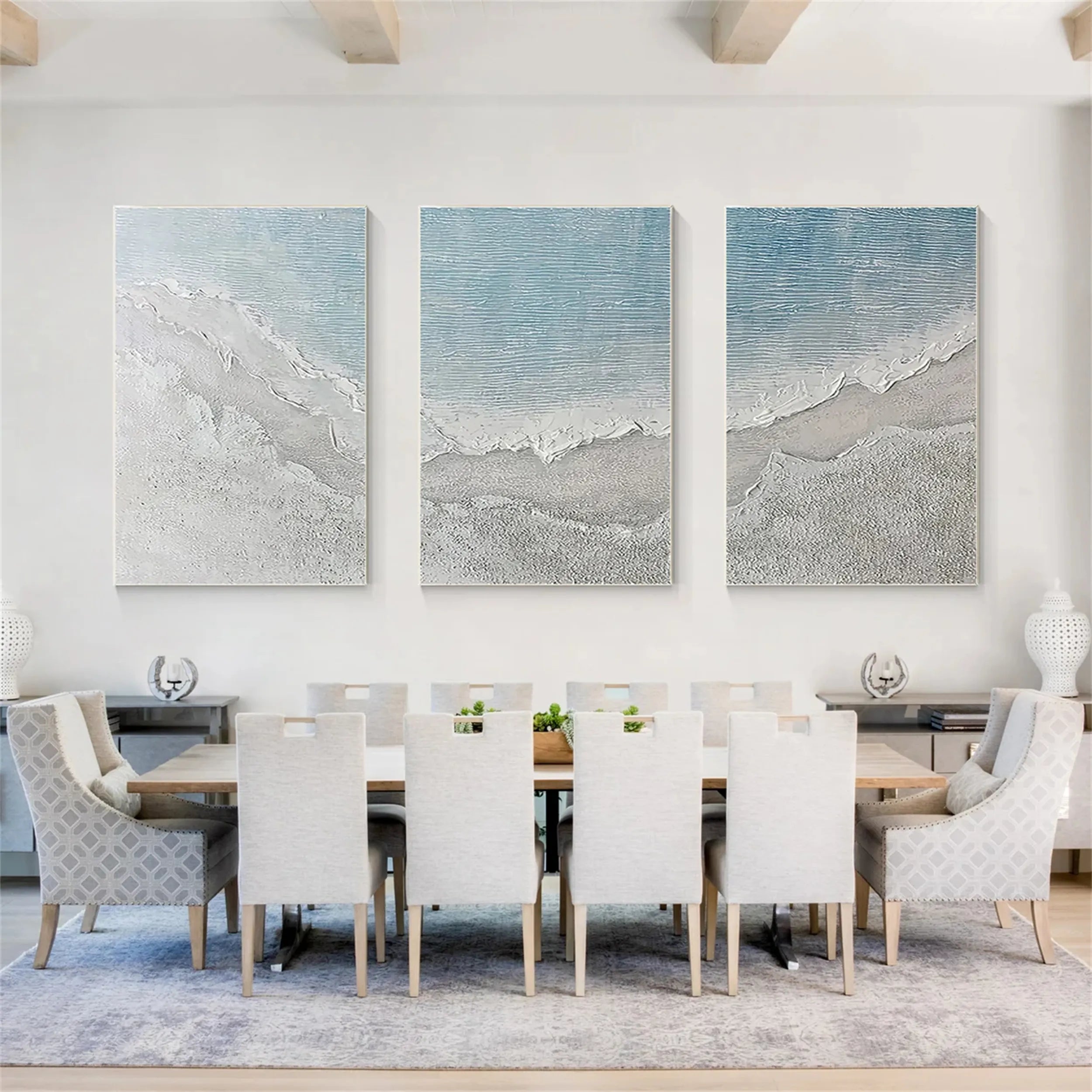 Ocean and Sky Wall Art - Set of 3 Canvas Paintings (OS 151) for Living Room, Bedroom & Office Decor