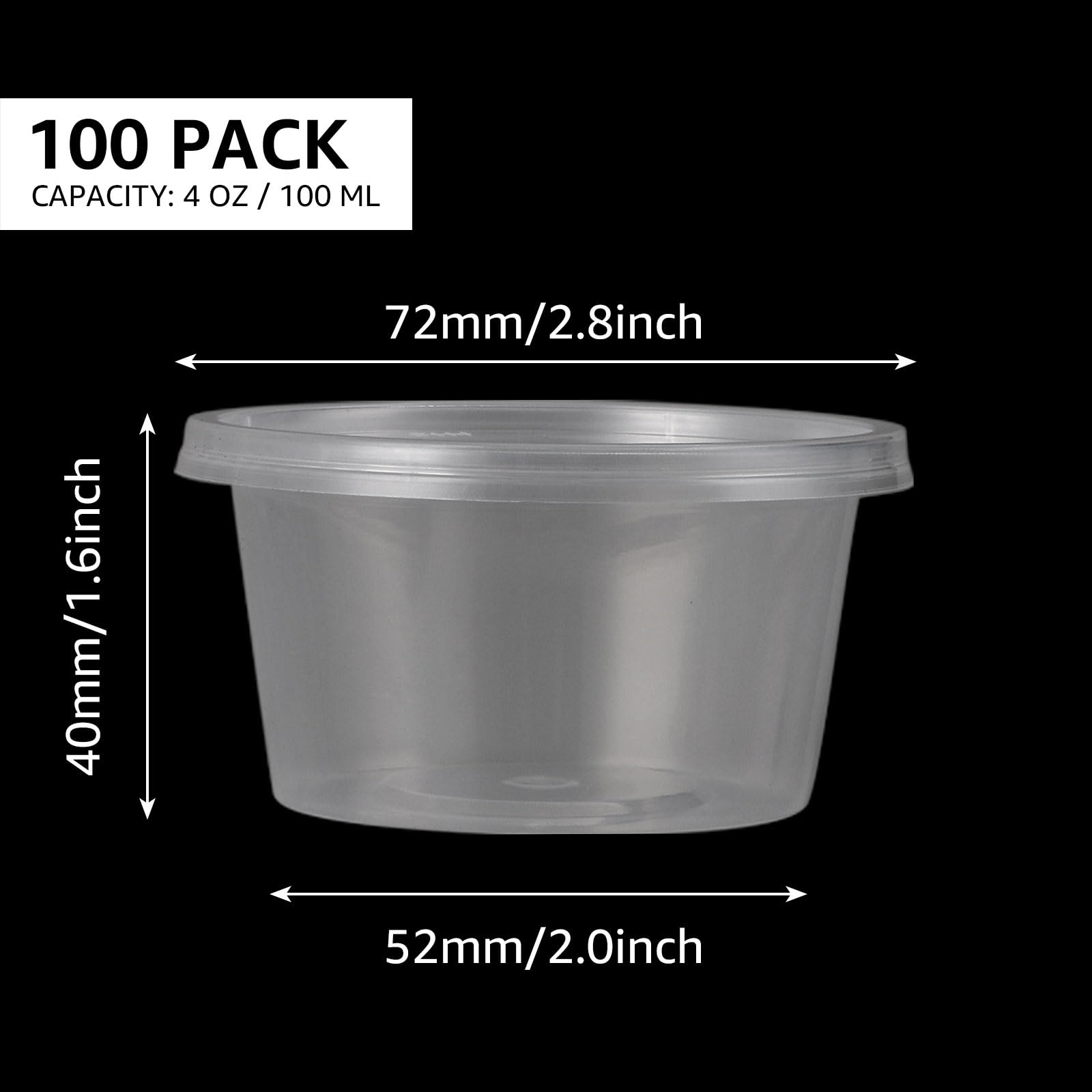 ZOFORTY 100 Pack 4 oz Plastic Slime Containers with Lids - Small Clear Storage Jars for DIY Slime, Foam Balls, Crafts, Beads & Glitter - Perfect for Kids Art Projects, Classroom Supplies & Party Favors