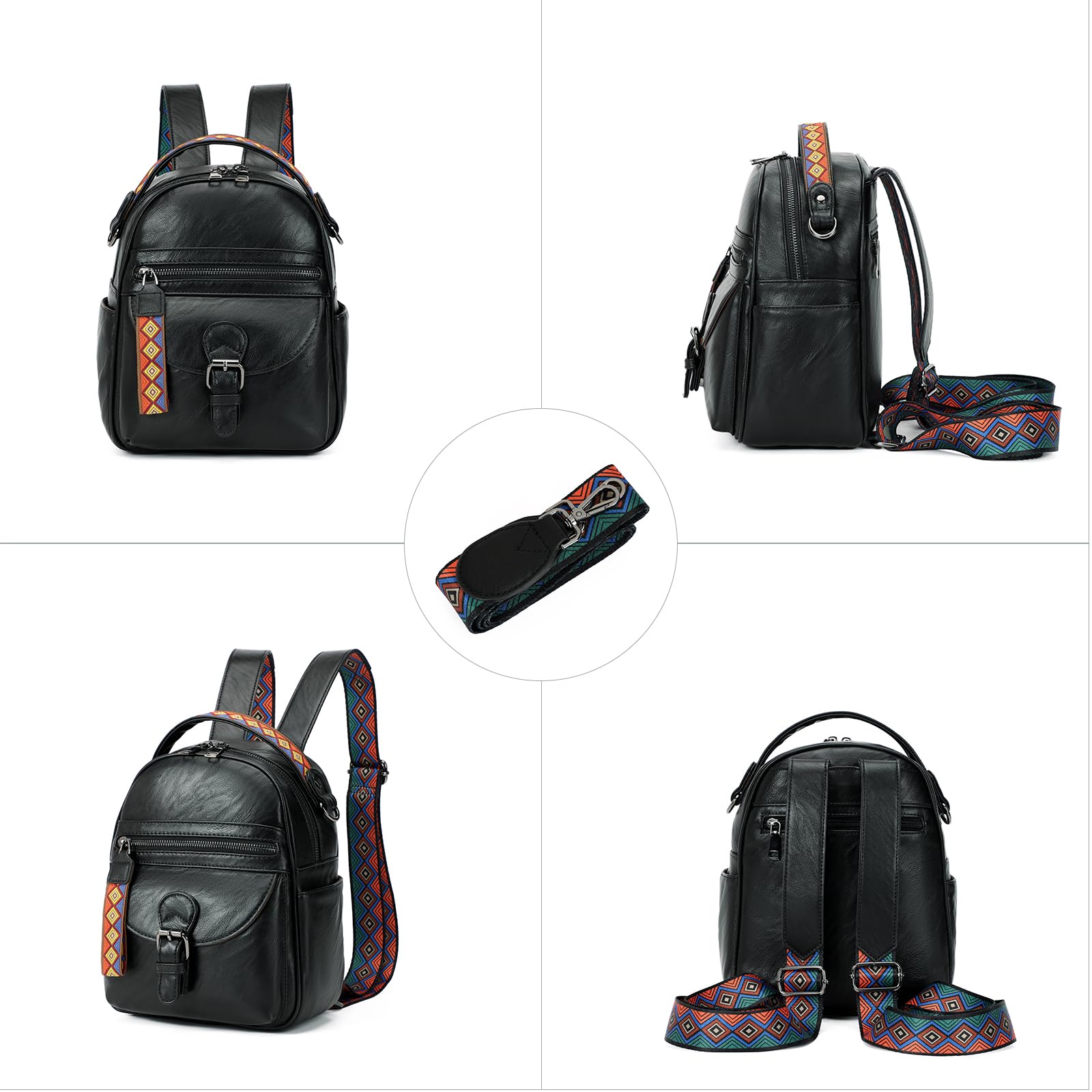 KL928 Women's Small Daypack Backpack Purse - Stylish Shoulder Bag for Ladies (Black) | Perfect for Travel, Work, and Everyday Use