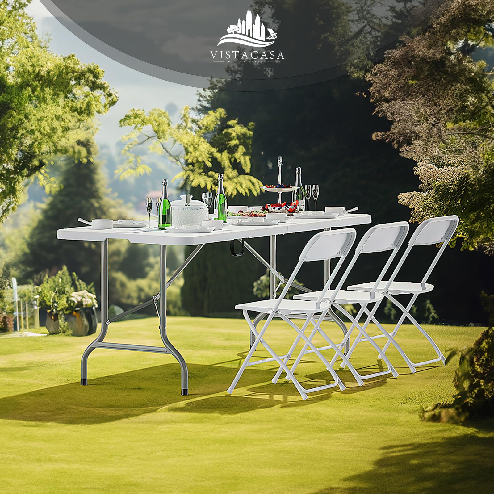 10 Pack Black Plastic Folding Chairs - Heavy Duty 350lb Capacity, Steel Frame Indoor Outdoor Commercial Use for Office, Wedding, Party, Events - Perfect for Banquets, Picnics, and Backyard Gatherings